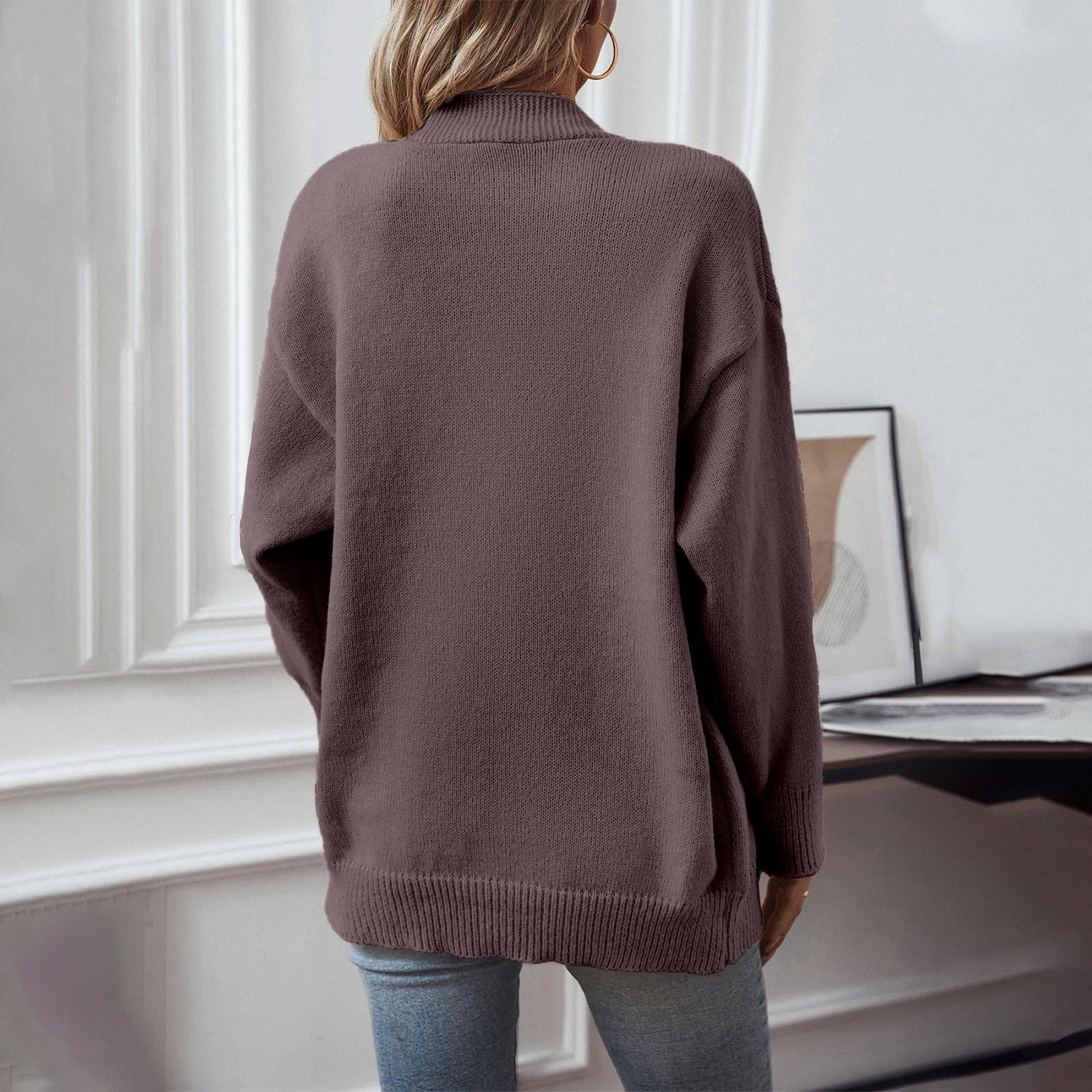 Strickjacke Damen Mit Knöpfen Leichte Jacke Langarm Übergangsjacke | Strickjacken Einfarbig Herbstjacke Damen Leicht Cardigan Casual Strickmantel Frauen V Ausschnitt Damenstrickjacke Knöpfe