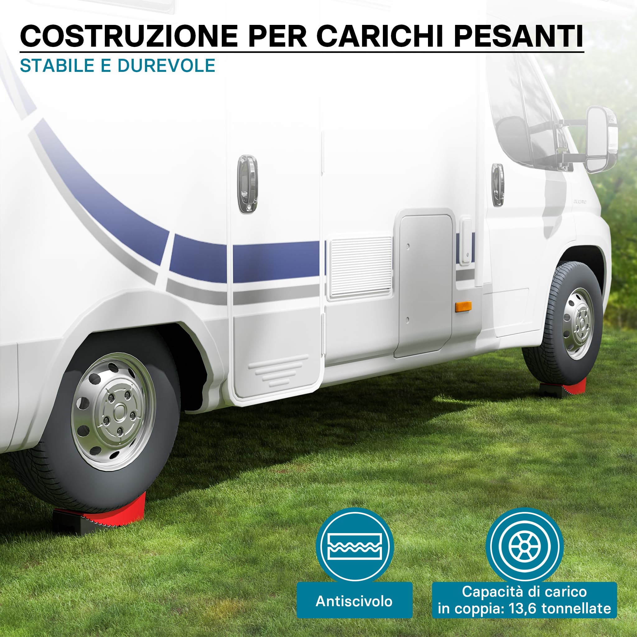 XPOtool Cunei rotondi per camper con livella a bolla Livellatori per rimorchi