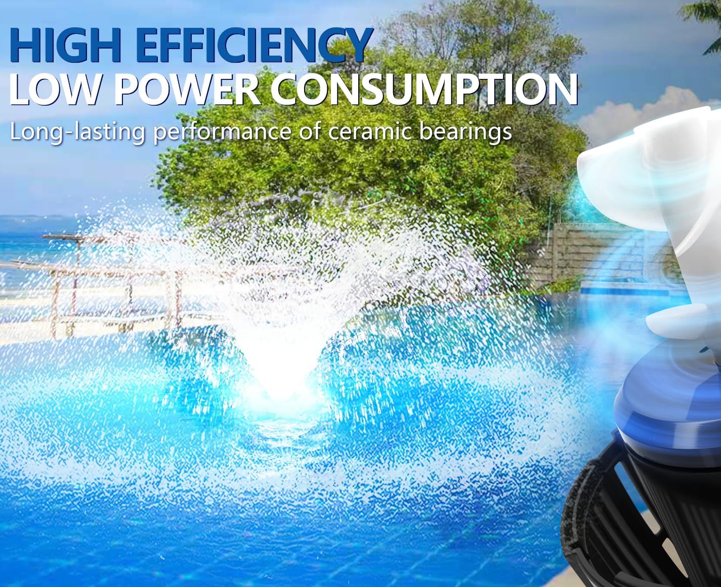 Pond Fountain Aerator, 20000 GPH Floating Aerating Pump, 50ft Power Cord, Time Control, Perfect for Ponds & Lakes