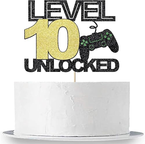 Miniatura 4 de Decoración oficial para tartas de nivel 10 desbloqueado, decoración de pastel de cumpleaños de 10 años, controlador de videojuegos, decoración de