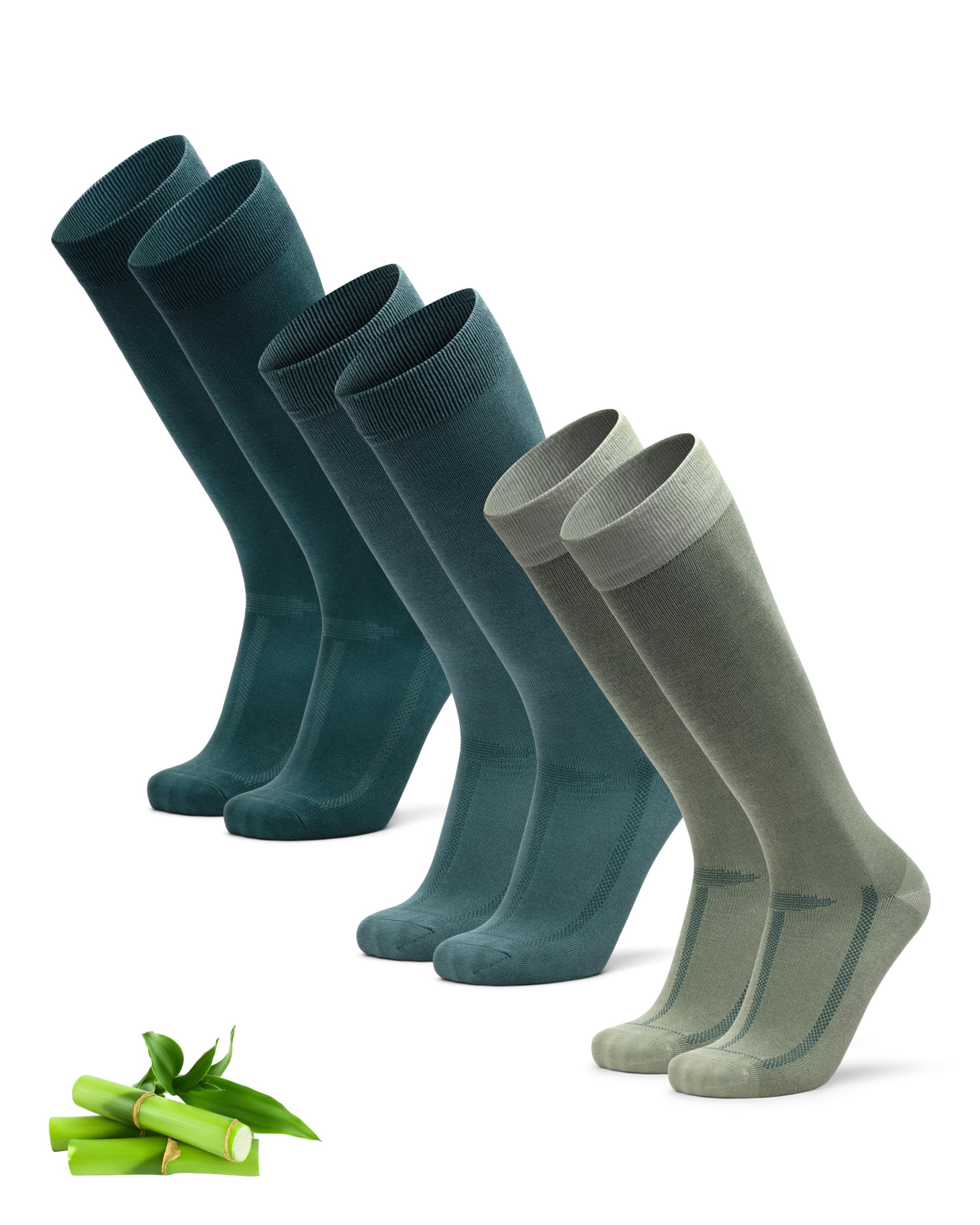 DANISH ENDURANCE Calze Uomo Lunghe in Bambù, Classiche, Calzettoni Uomo Traspiranti e Morbidi, Fibra di Bamboo, 3 o 6 Paia