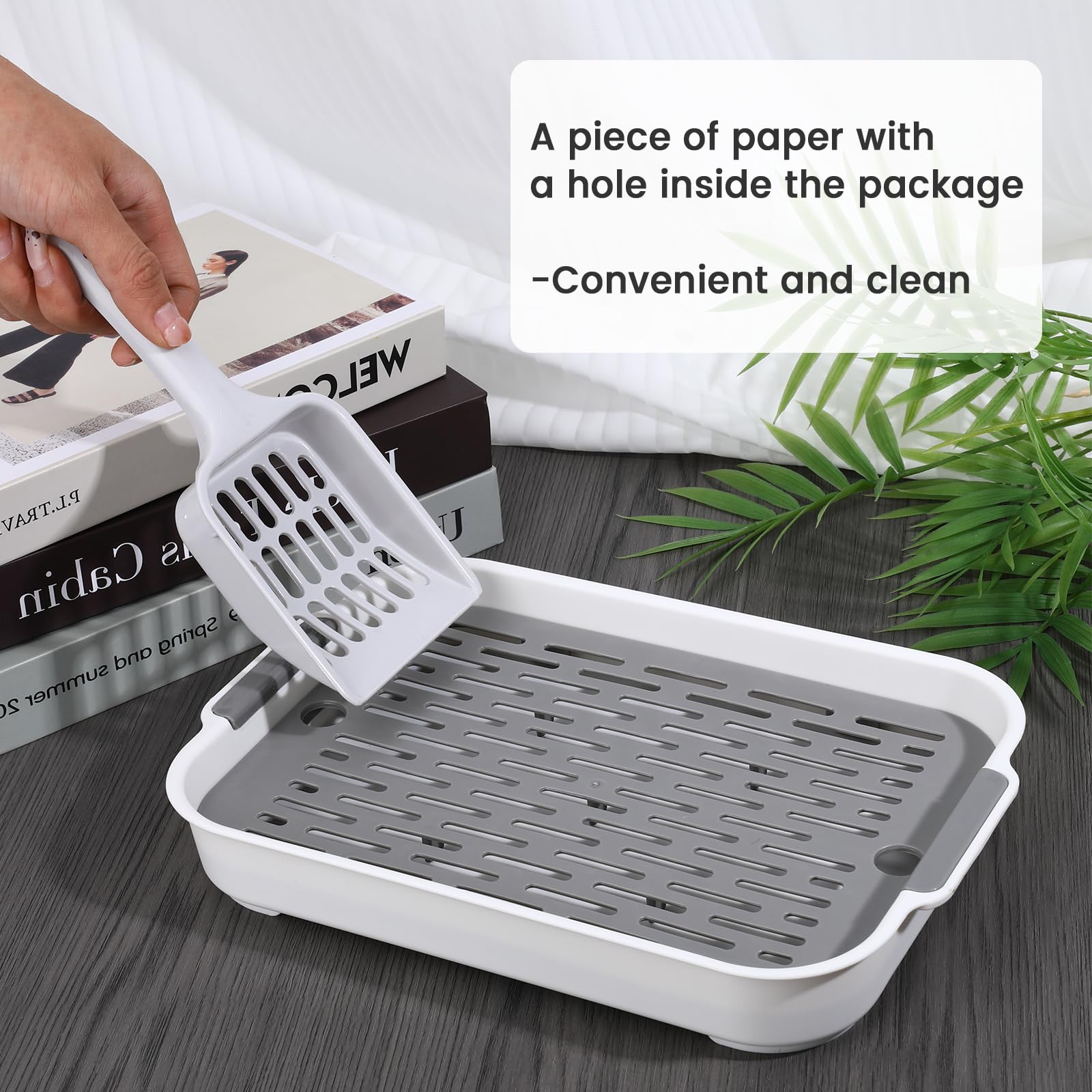 Litière pour lapin 27x18x4 cm grise avec pelle et grille