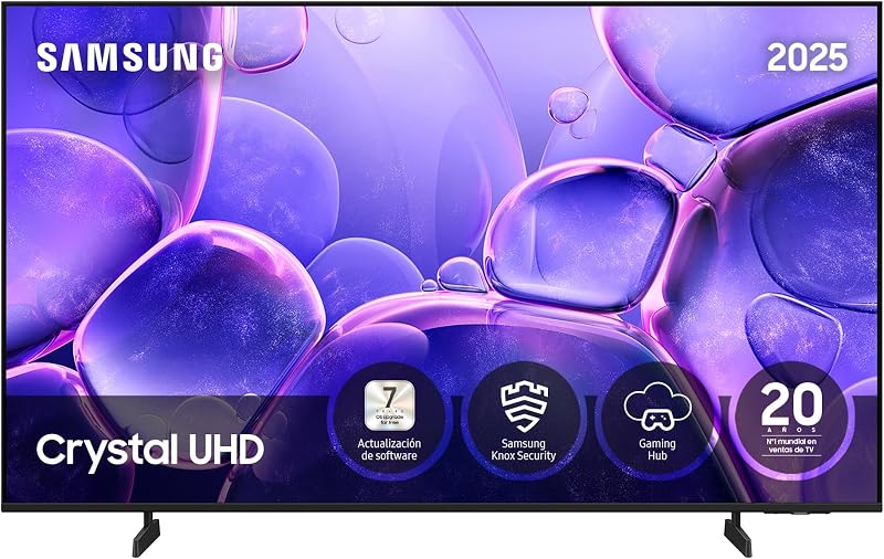 Samsung TV 55 Pulgadas Crystal UHD U8075F 4K Smart TV, Colores increíbles con Crystal Processor 4K, Escucha Todos los Altavoces con Q-Symphony, Datos protegidos Knox Security y Gaming Hub