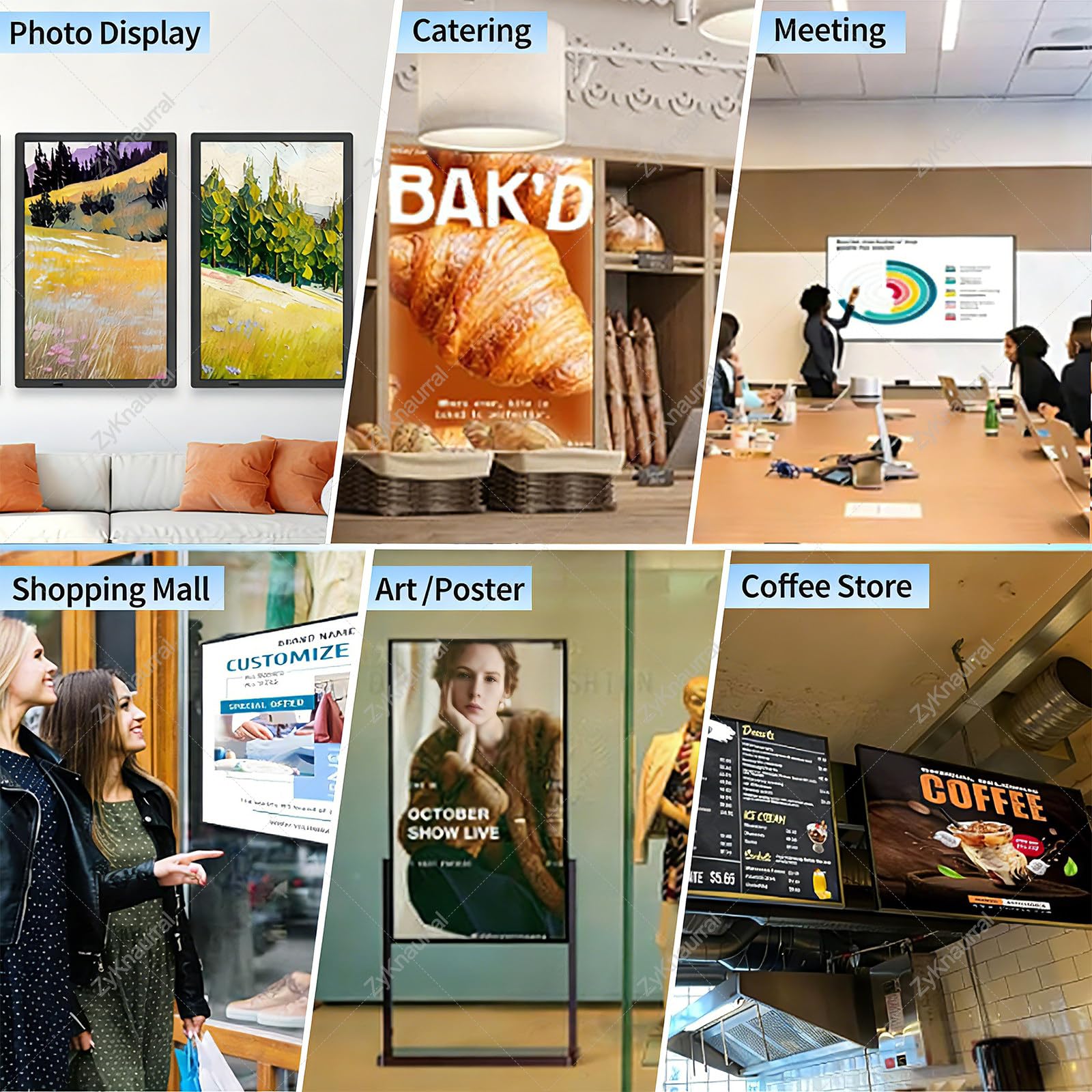 Display pubblicitario per segnaletica digitale - Lettore multimediale pubblicitario commerciale per attività di marketing in centri commerciali, display per poster LCD a parete/incorporato, con l