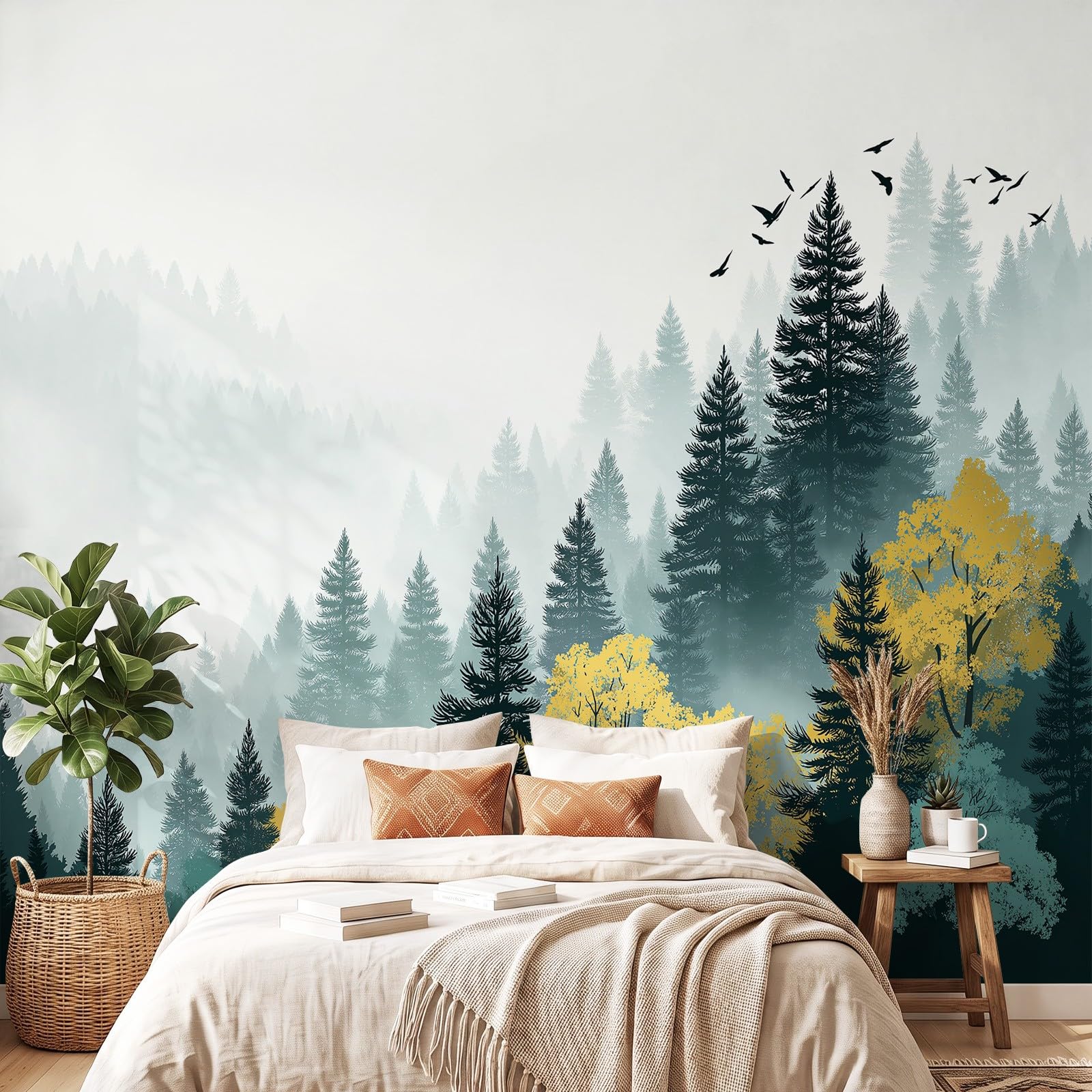 Natural, Scenery, Fresh motyw ptaka, lasu, tapeta ścienna, dekoracja ścienna, tapeta z motywem, 400 x 280 cm, dekoracja ścienna, tapeta ze wzorem do salonu, sypialni