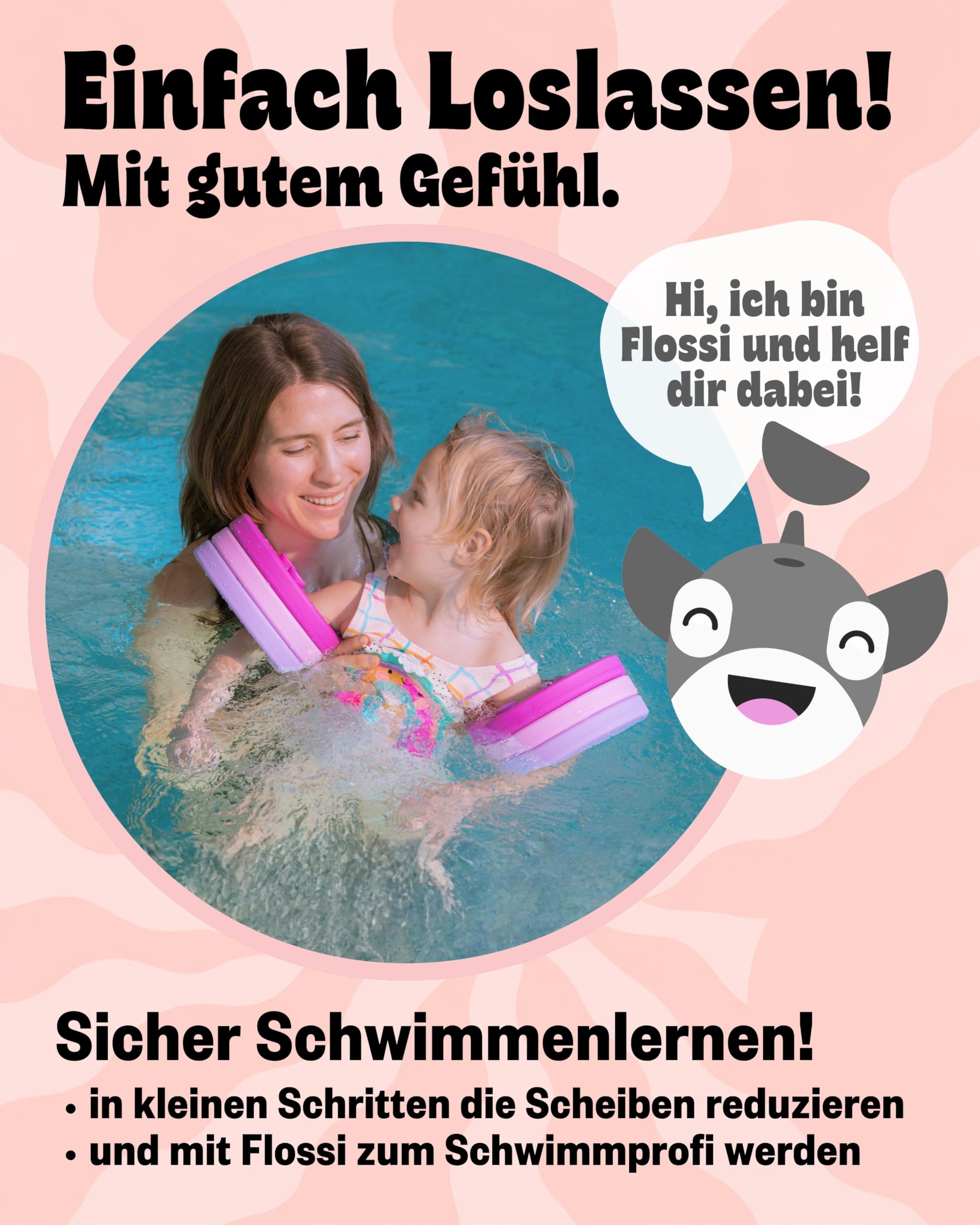 TÜV geprüfte Schwimmlernhilfe für Kinder 1–8 Jahre mit Sportbeutel