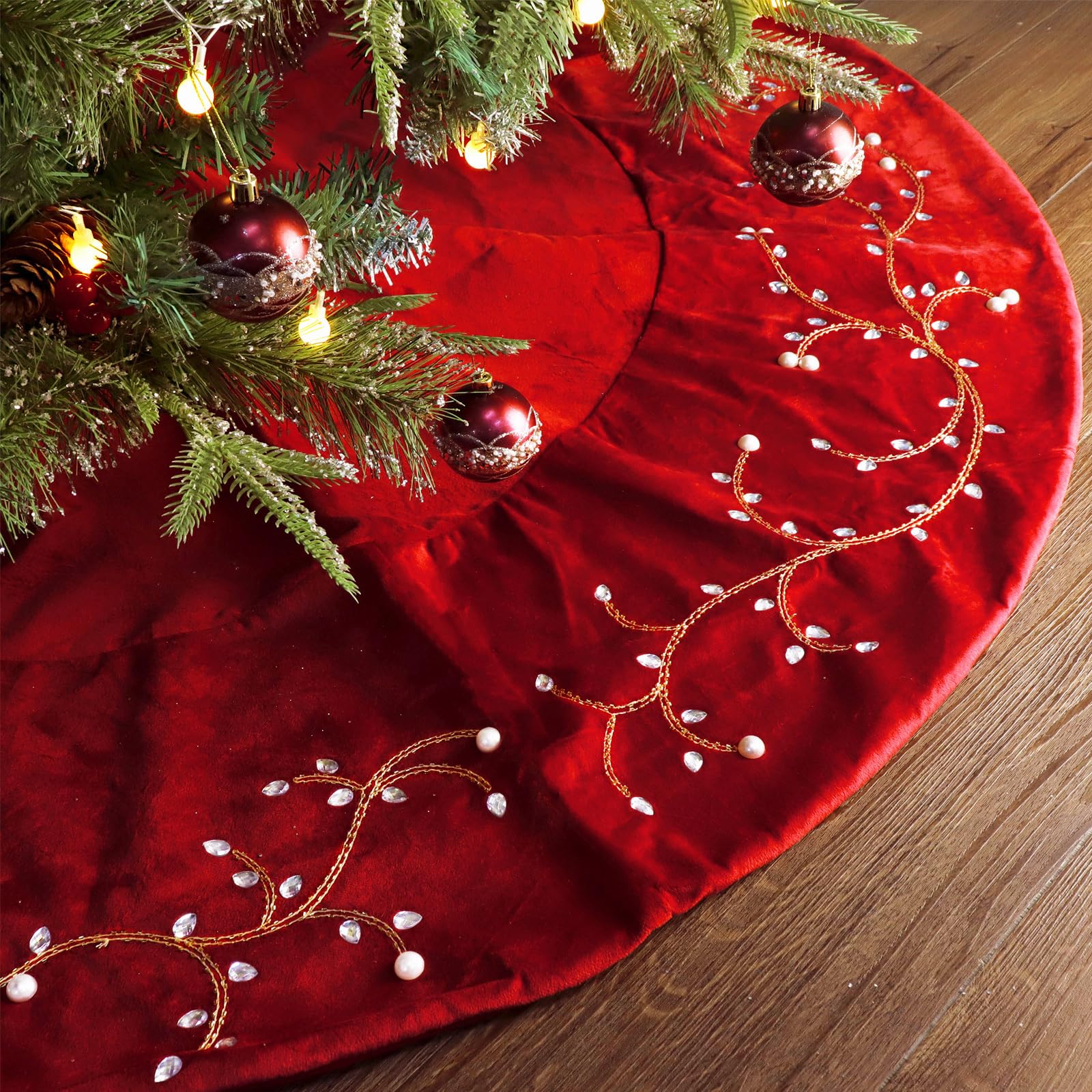 christmas evel リノ4枚 Amazon.com: Bunny Chorus Christmas Tree Skirt, 60 inches