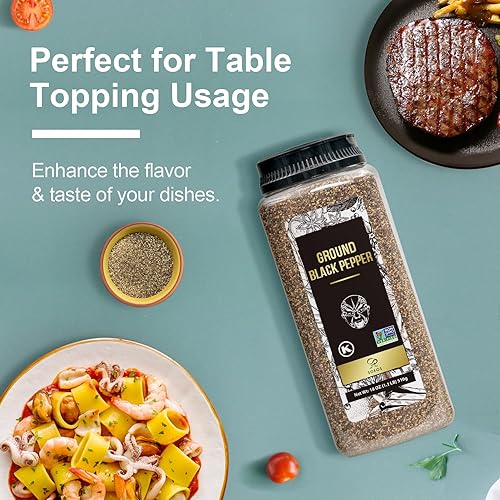 Miniatura 6 de Soeos Pimienta negra molida de mesa 18 onzas polvo de pimienta negra fresca granos de pimienta negra molida pimienta negra molida pimienta negra