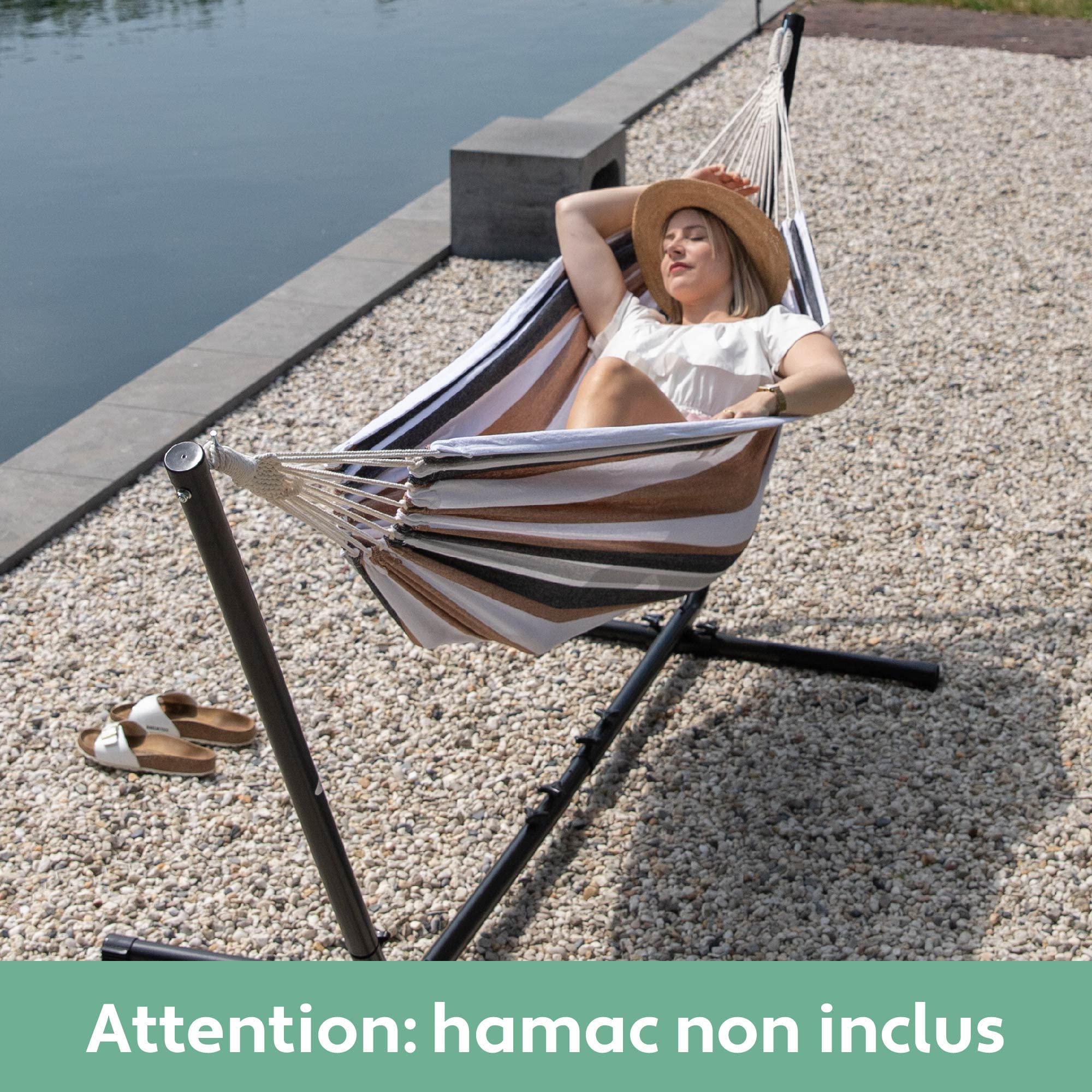 Vita5 Support de Hamac sur Pied en Acier Revêtu Charge Max 205kg pour Intérieur Extérieur