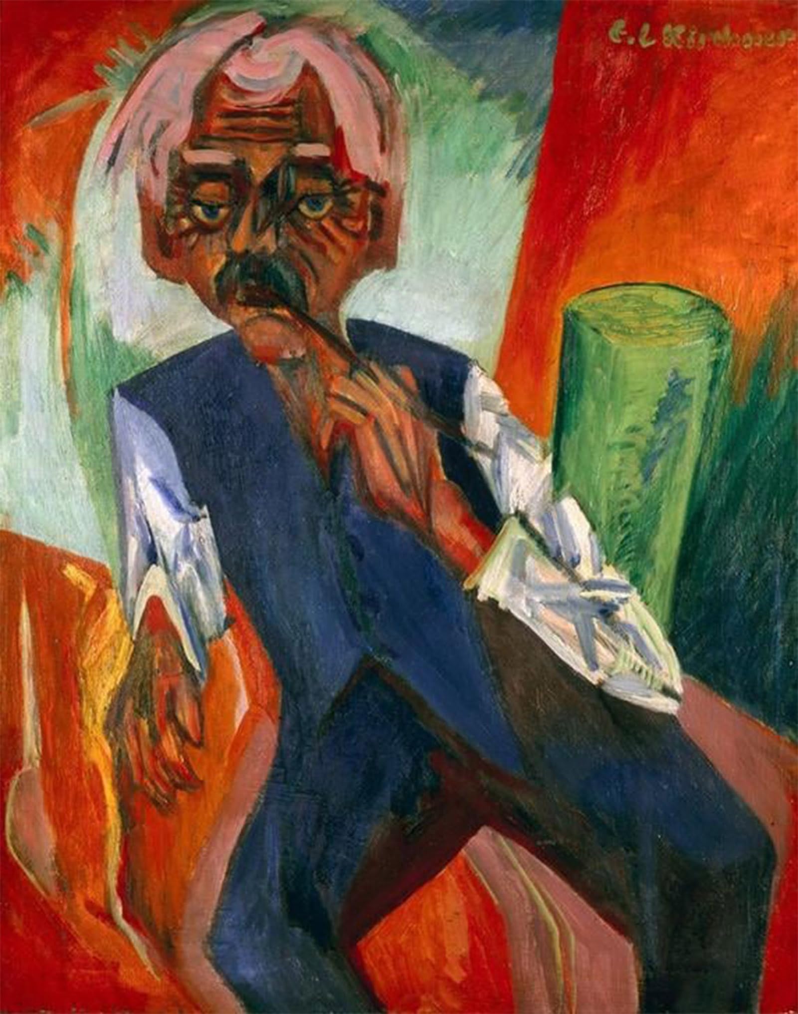 ARTXLXXBN Famous Painting Art Wall Decor Abstract Art Picture Old farmer by Ernst Ludwig Kirchner Animal Pictures for Home Decor 60x90cm