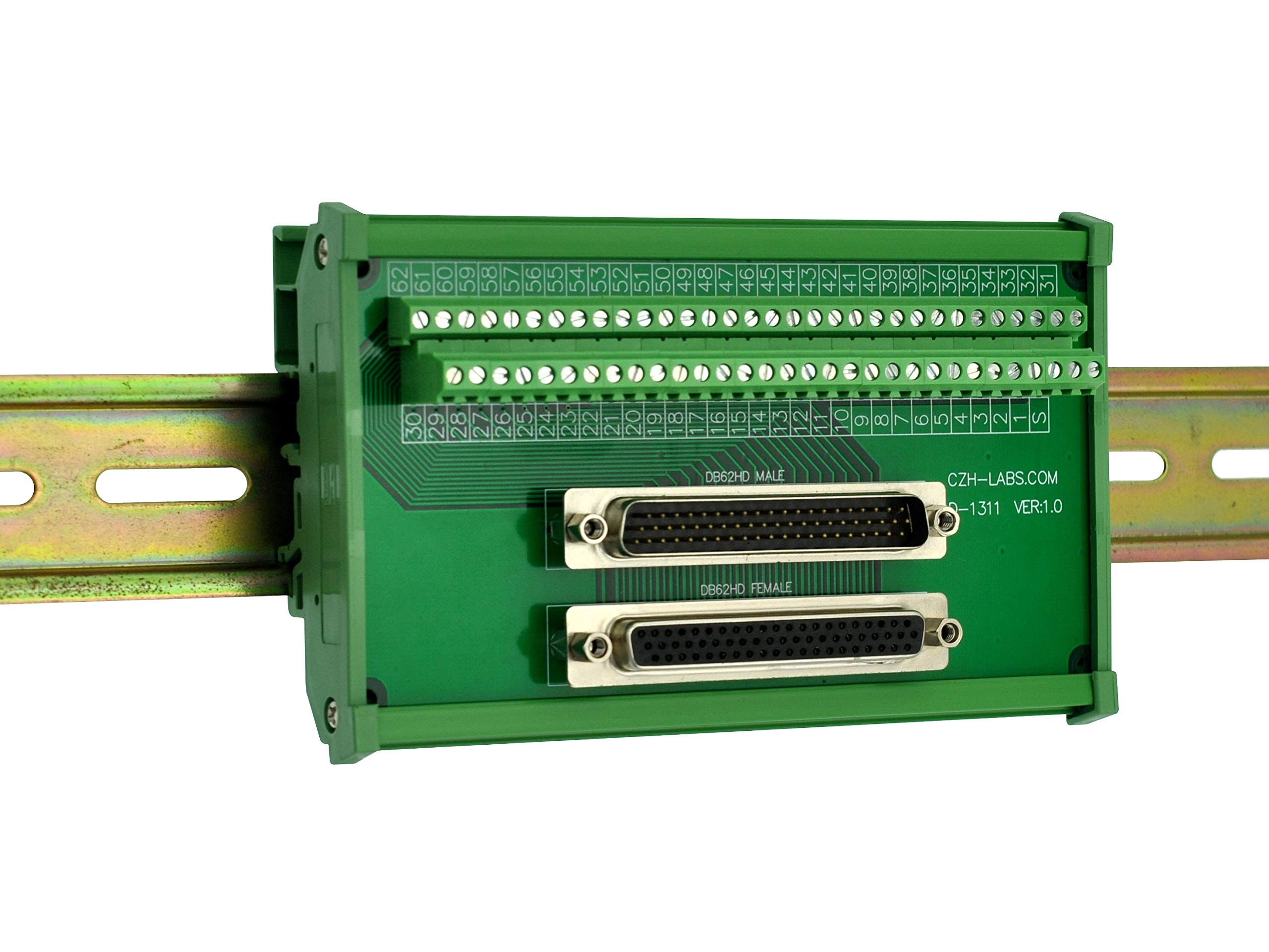 DIN Rail Mount DSUB DB62HD Module d'interface mâle/femelle, carte de dérivation D-SUB.