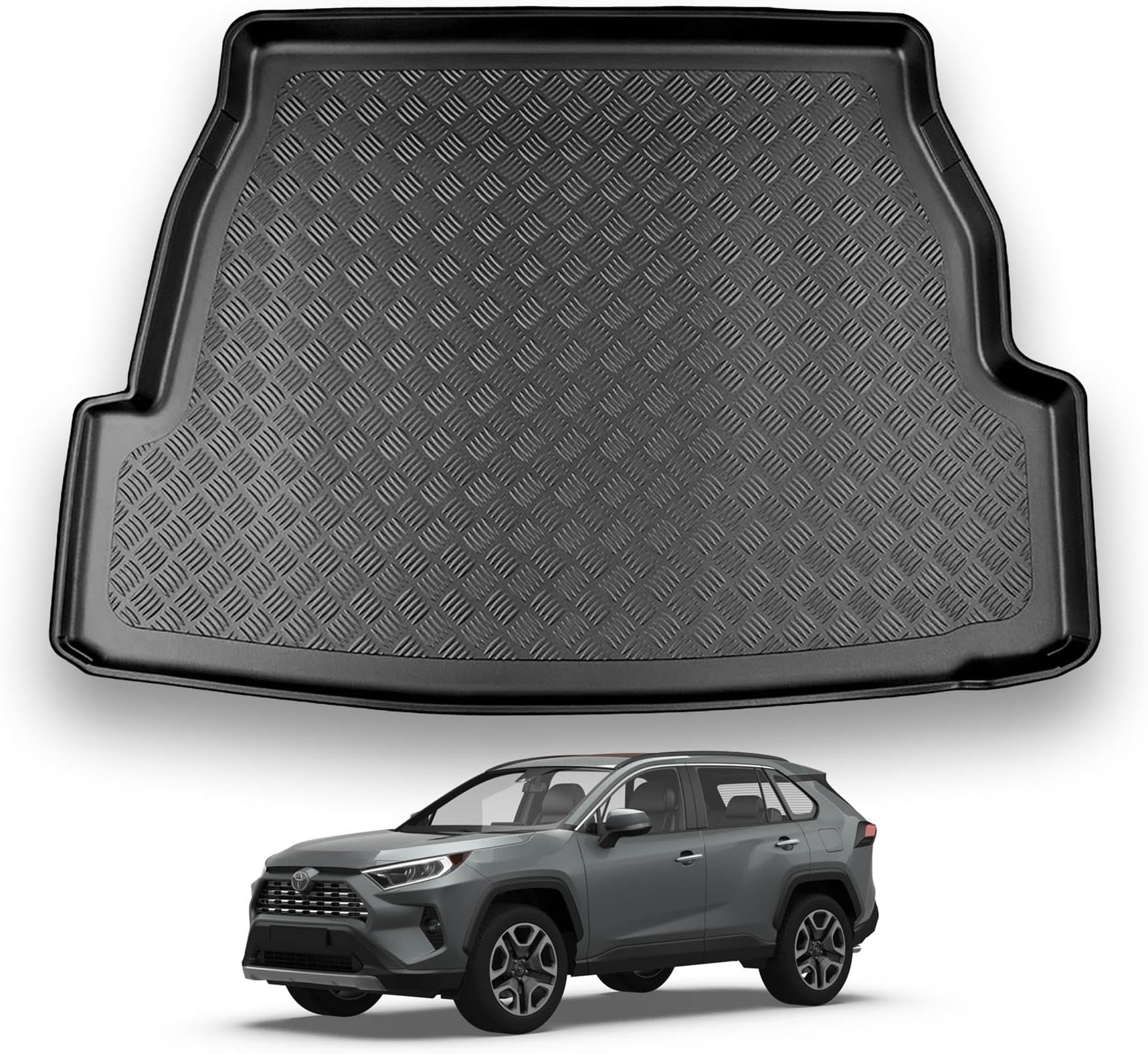 NOMAD Toyota RAV 4 (2019+) Boot Liner [Upper Boot Position] Tailored Fit Car Floor Mat Protector Non Slip Waterproof Raised Edges Compatible Custom Fit Accessory Black Dog & Pet Friendly