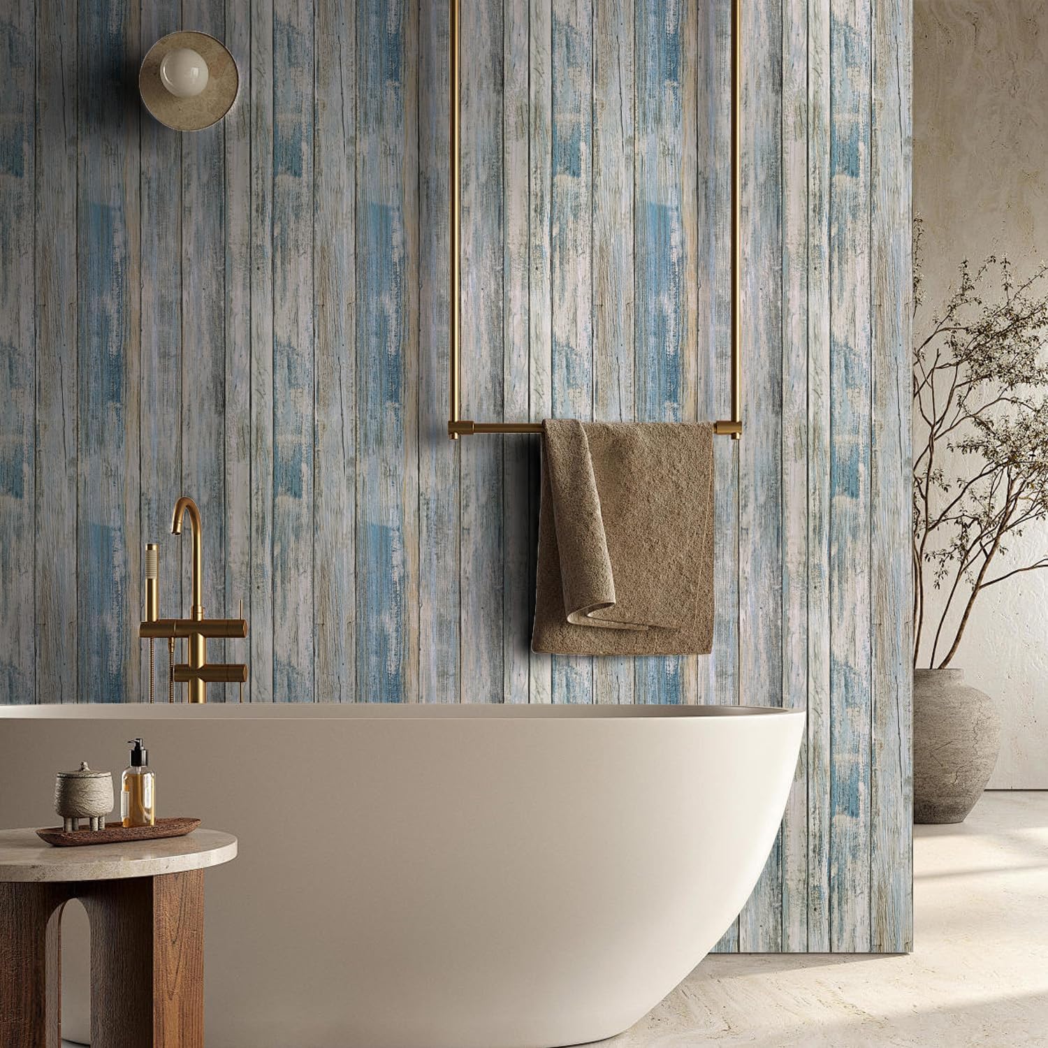 Timber Blue Rustic Wood Contact Paper - Peel and Stick Wallpaper - Distressed Wood - Self-Adhesive Removable Vinyl Film for Cabinets, Walls, Furniture | Waterproof (Blue, 17.7"x118")
