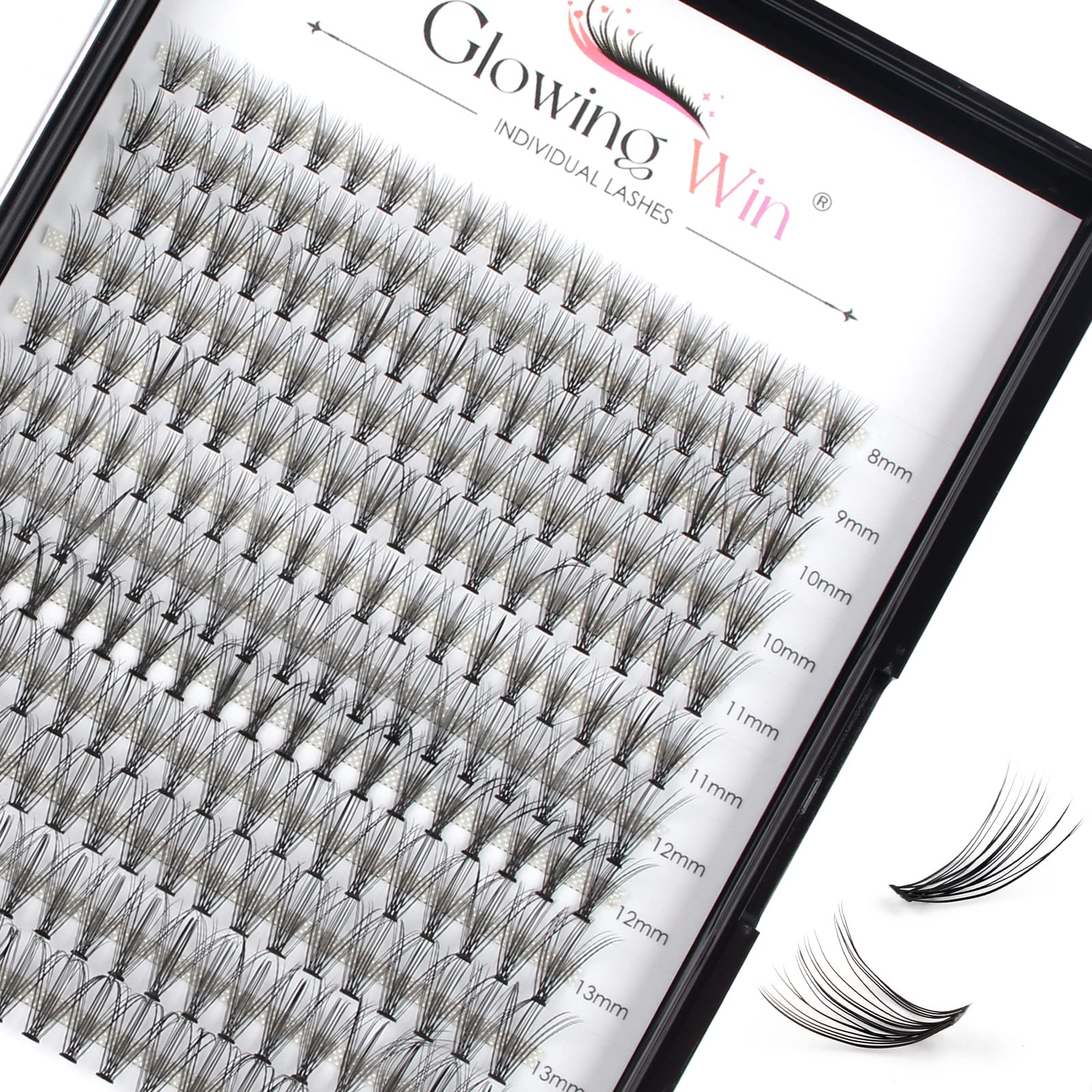 Glowingwin Cluster Lashes 228 PCS Individual Lashes Natural Look False Eyelashes Individual C Curl Soft DIY Lash Extensions At Home(20D Mix8-15mm 0.07C Curl)