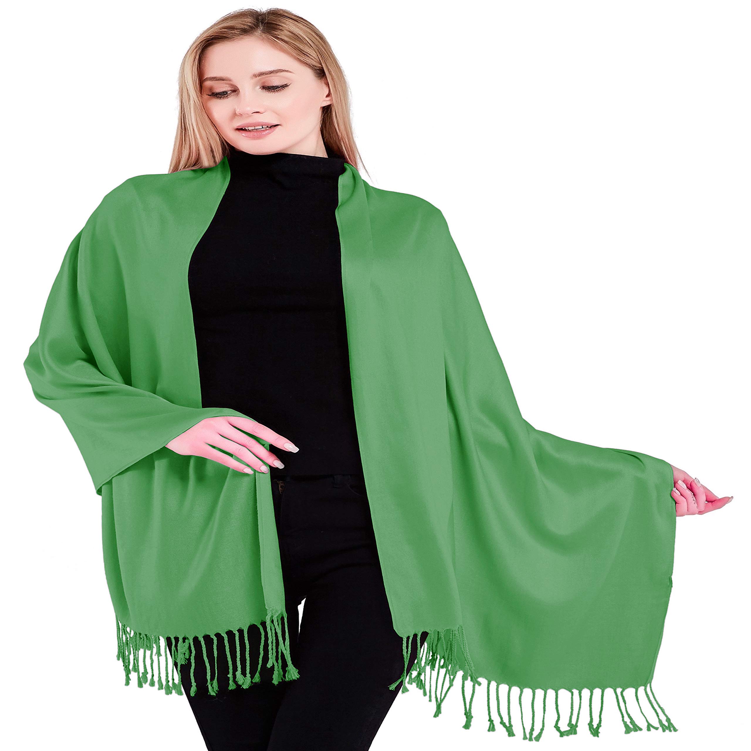 Cj Apparel Women's Forest Green Pantone # 369 Solid Colour Shawl Pashmina Scarf Wrap Shawls Pashminas Scarves Seconds (60+ Colours) New, One Size,