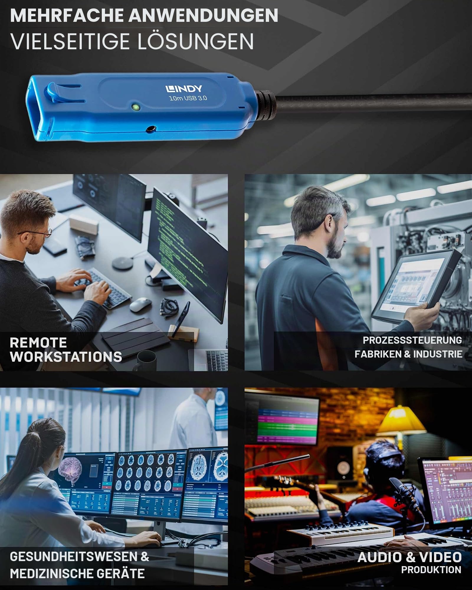 LINDY 43157 10m USB 3.0 Aktivverlängerung Pro Typ A/A Pro M/F