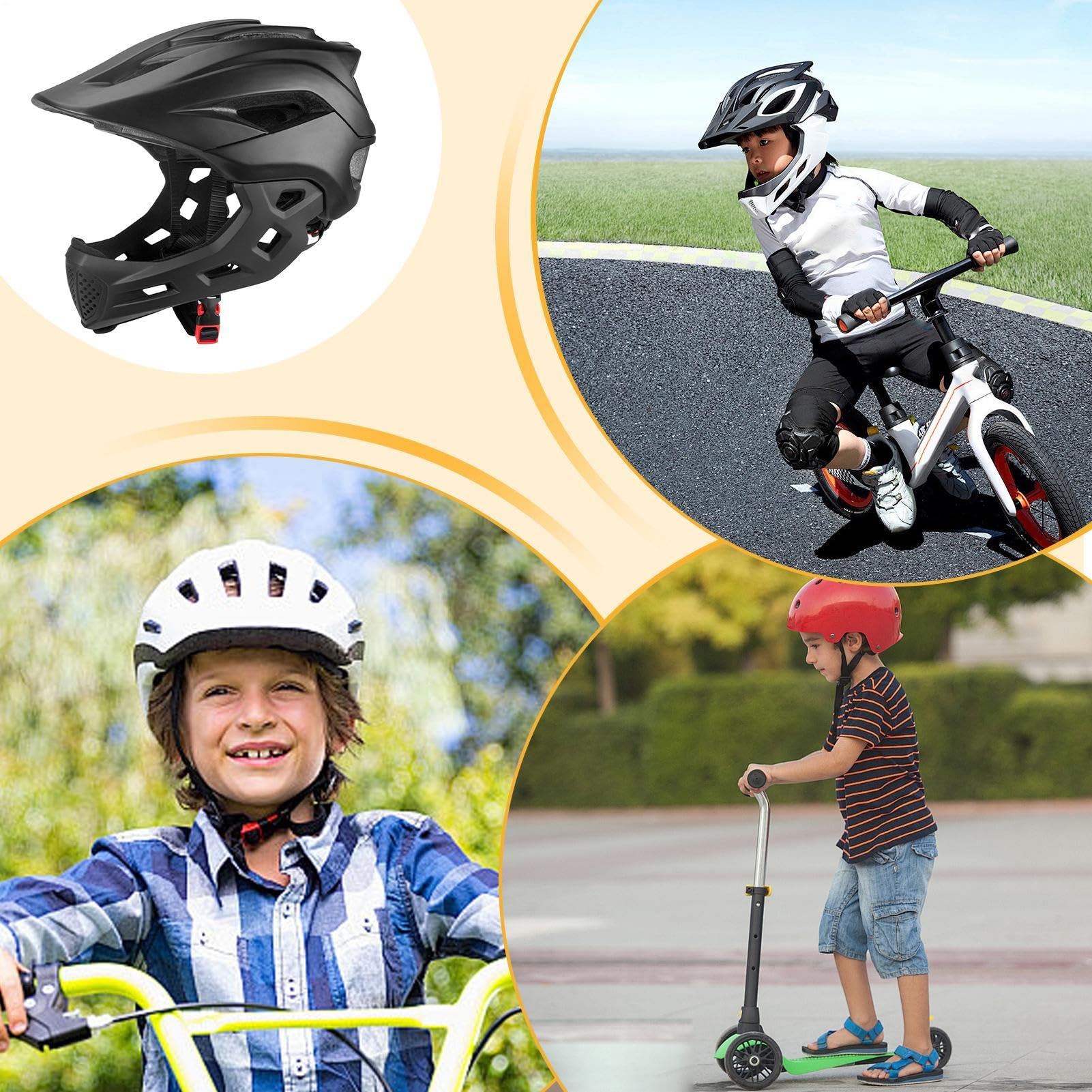 Casco Integrale per Bambini Caschi da Bici Traspiranti | Protezione per Ciclismo e Sicurezza Scooter e Bici Senza Pedali