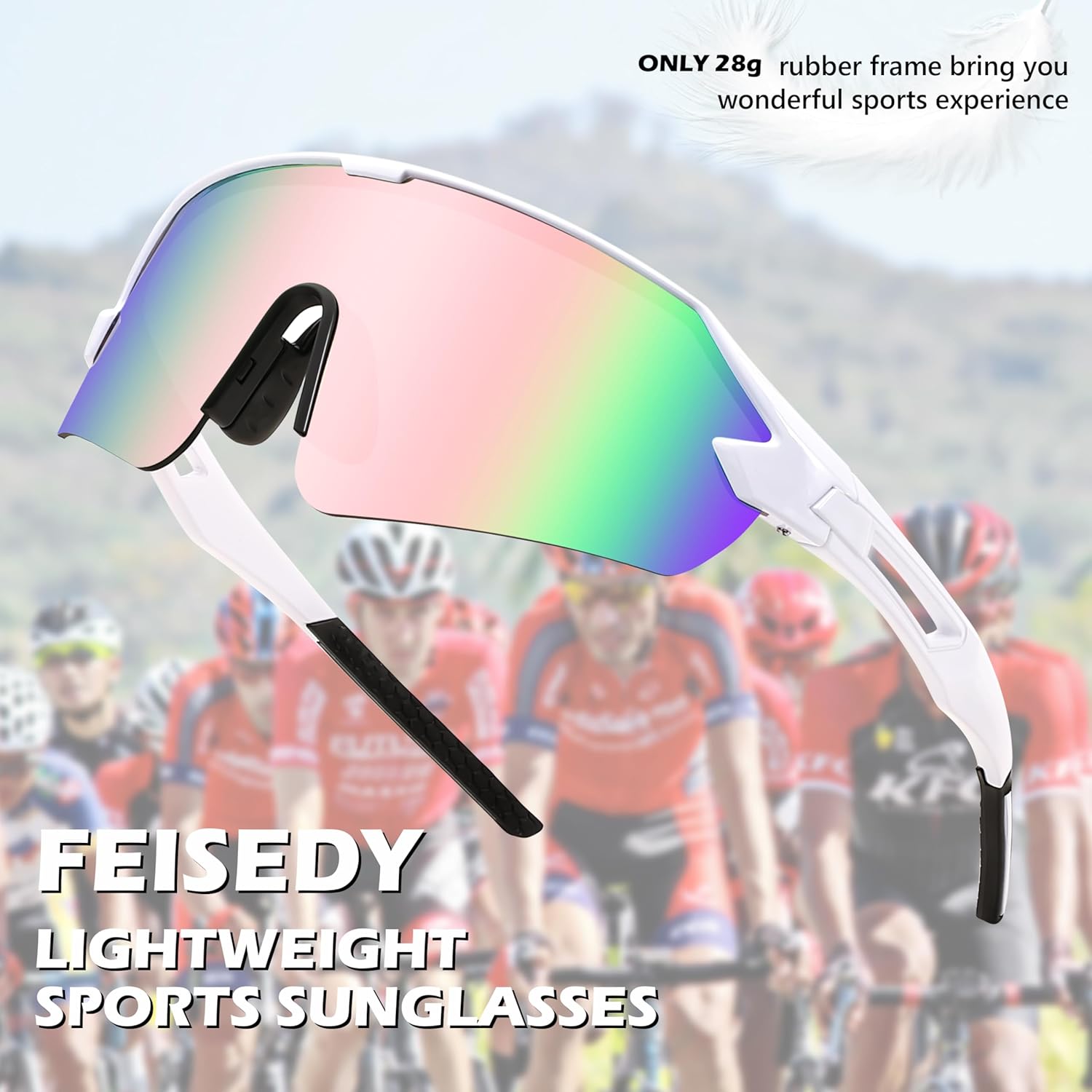 FEISEDY Sports Sunglasses for Men and Women, UV400 Protection Outdoor Cycling Driving Fishing Glasses B2987 - Image 5