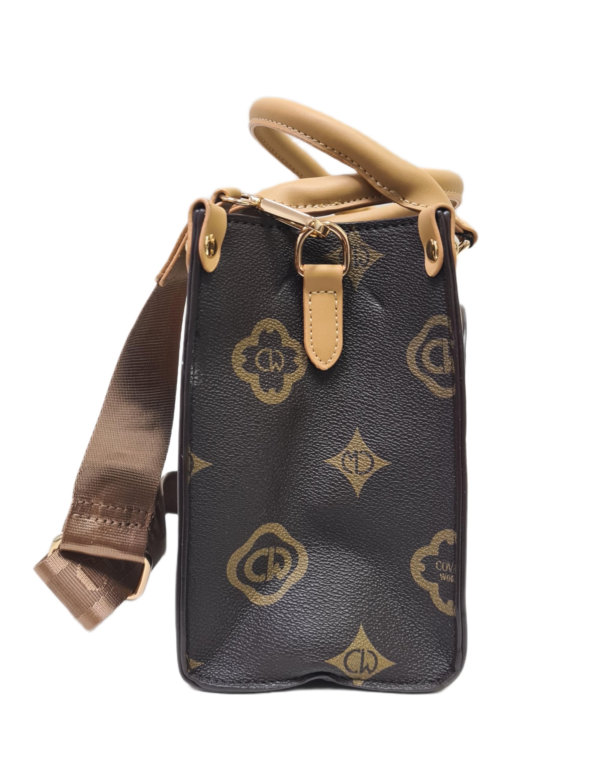 COVERI COLLECTION Borsa Elegante da Donna in Pelle Sintetica con Logo, Manici Doppi e Tracolla Regolabile, Set con Borsellino, 25x12x19 cm, Art. 9031