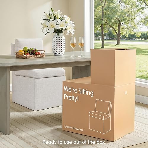 Miniatura 4 de SUBRTEX Sillas de comedor con ruedas, sillas tapizadas para comedor, silla de sofá individual de acento, sillas de sala de estar de tela de lino,