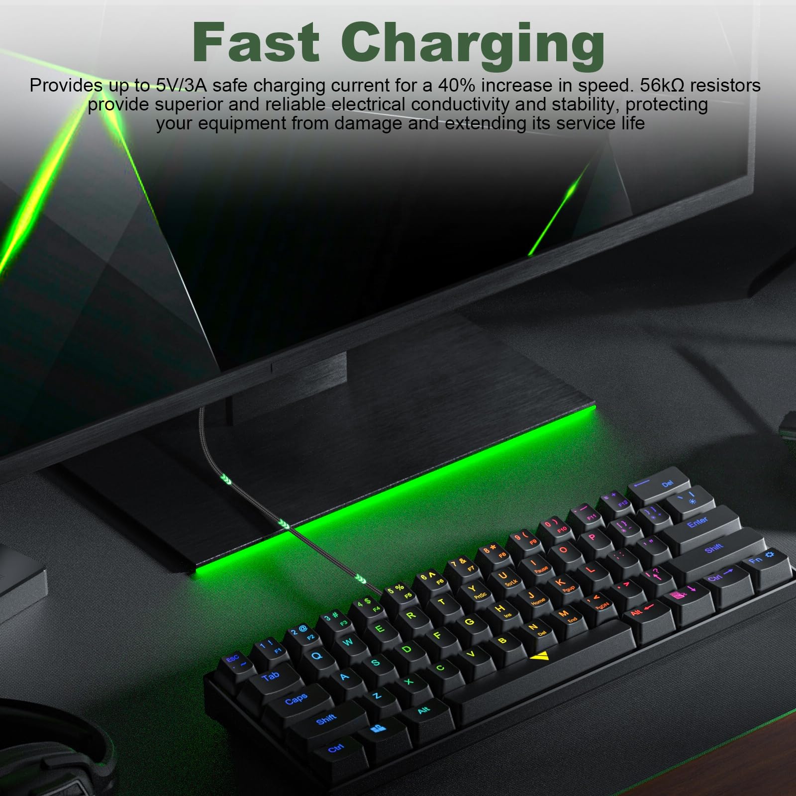 Typ C Ladekabel kompatibel mit Razer BlackWidow V3 Pro, Deathstalker V2 Pro, Ducky One 2 SF Tastatur, Wolverine V2 Chroma Controller, 1,8 m