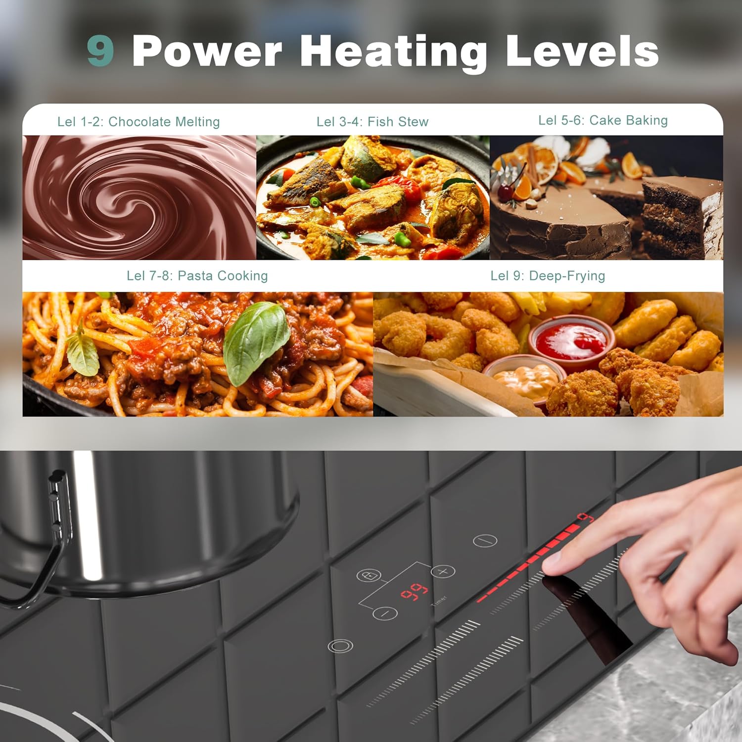 4 Burner Electric Cooktop 30 Inch - Built-in Electric Stove Top 6500W High Power, Ceramic Cook Top with Safety Lock, 99 Min Timer, Dual Ring, Sensor Touch, 220V - 240V Hard Wired (No Plug)