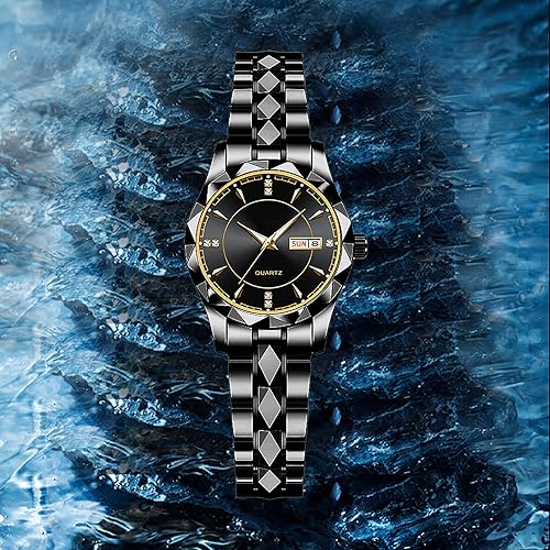 Miniatura 7 de BESTKANG Reloj de pulsera clásico para mujer, de lujo, impermeable, con calendario, acero inoxidable, de cuarzo, para mujer