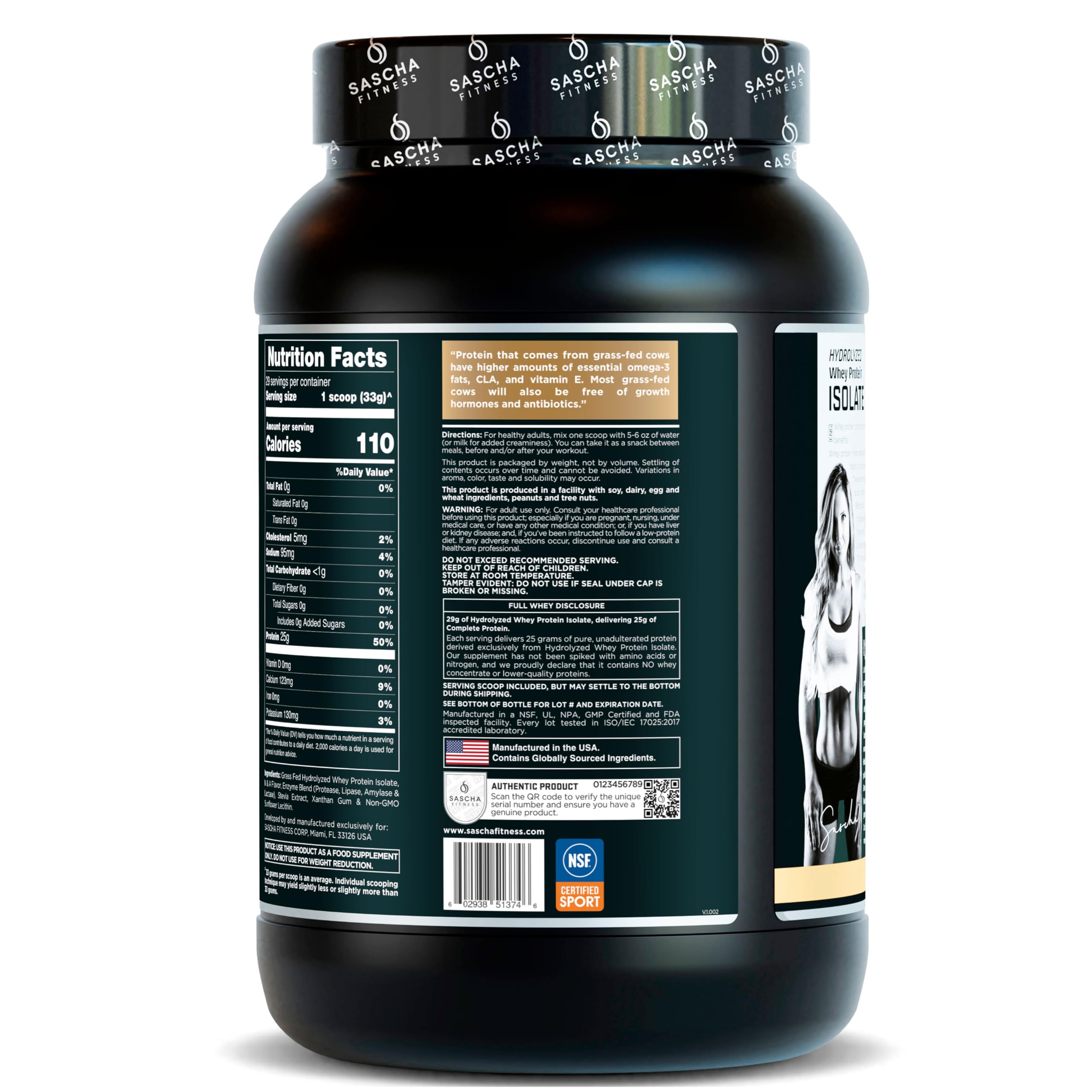 SASCHA FITNESS Hydrolyzed Whey Protein Isolate100% Grass-Fed 2.11 Pounds Caramel Flavor product thumbnail 5