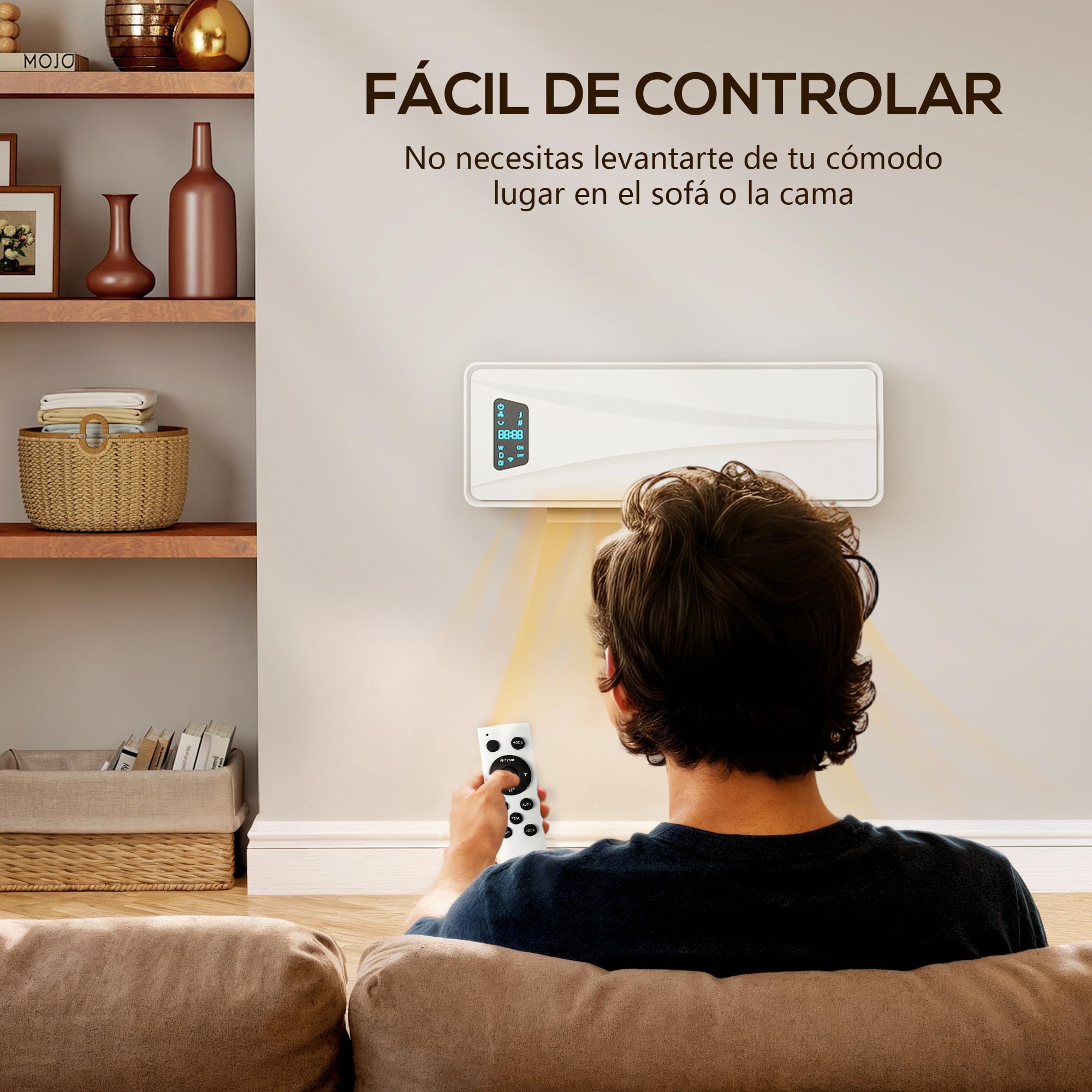 HOMCOM Calefactor Eléctrico Cerámico de Pared 2000W con 3 Modos