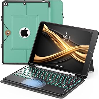 INFILAND Keyboard Case for iPad 9th/8th/7th Gen 10.2 Inch, Mint Green