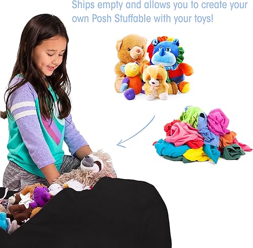 Miniatura 283 de Posh Stuffable - Sillón puff con almacenamiento para niños, contenedor de animales de peluche, organizador de juguetes de niños Lienzo Burbujas Azul