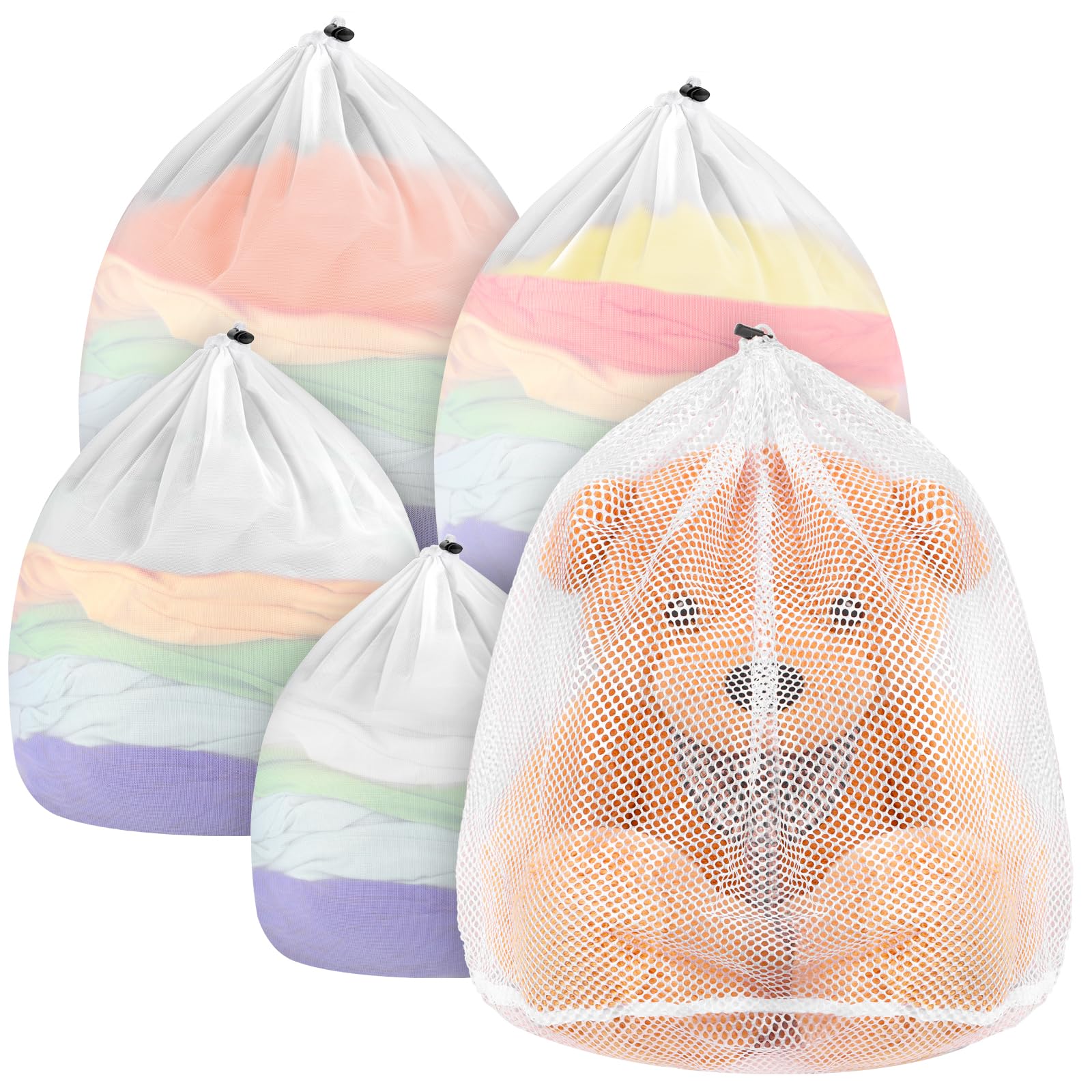 ecooe groß Wäschesack für Waschmaschine, 2 Stück XXL Wäschenetz mit Kordelstopper, 60X90cm Wäschebeutel für Decken, Rucksack, Plüschtiere, lange Röcke, für den Schulanfang, Wohnung, Wohnheim usw