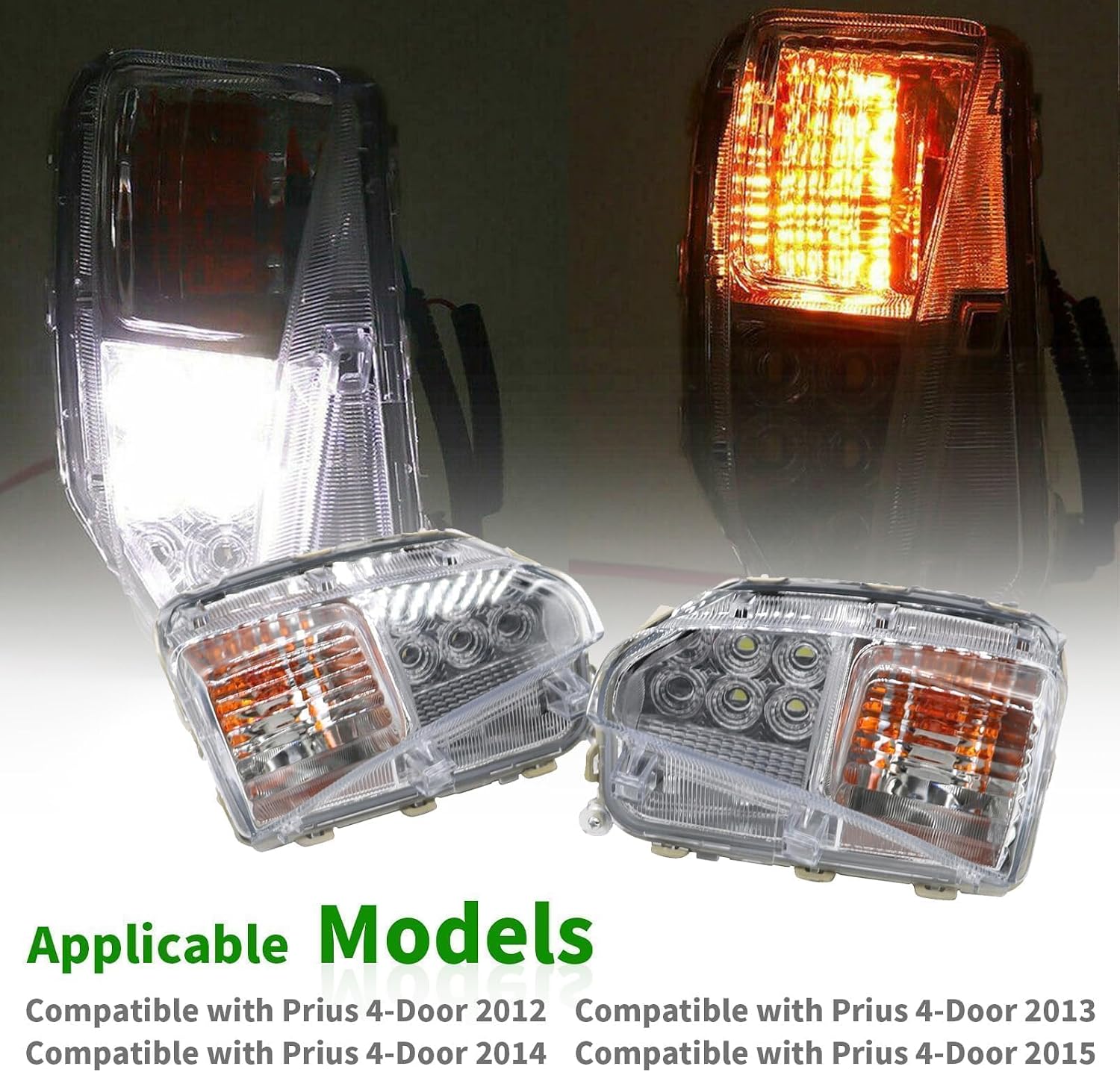 Condition photo showing New/Like New for pair front fog light turn signal lamp compatible with prius 2012 2013 2014 2015 left and right side 8151147060 8152147060 clear