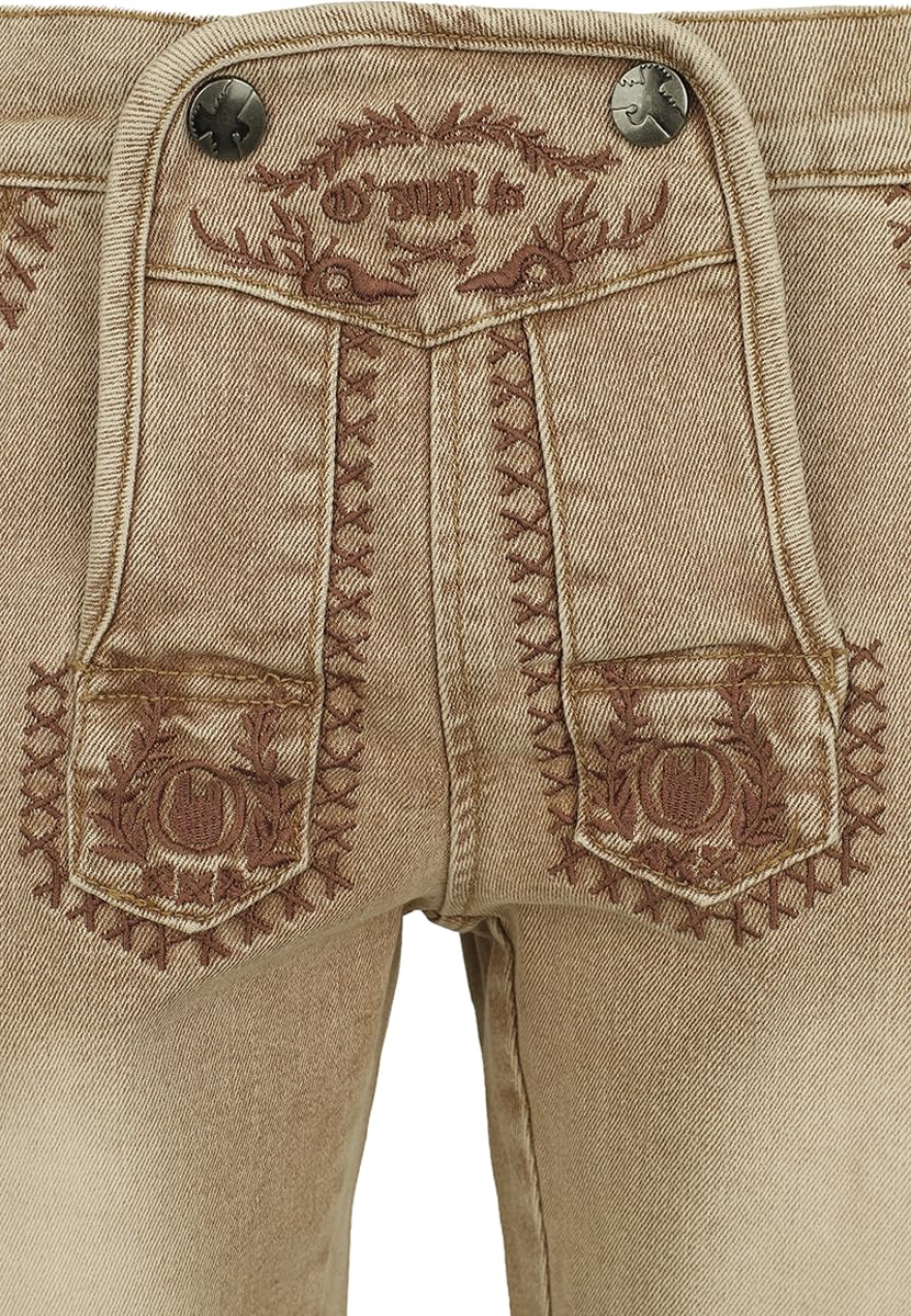 EMP Special Collection Damen beige Oktoberfest Denim-Short mit Schnürung und Stickerei