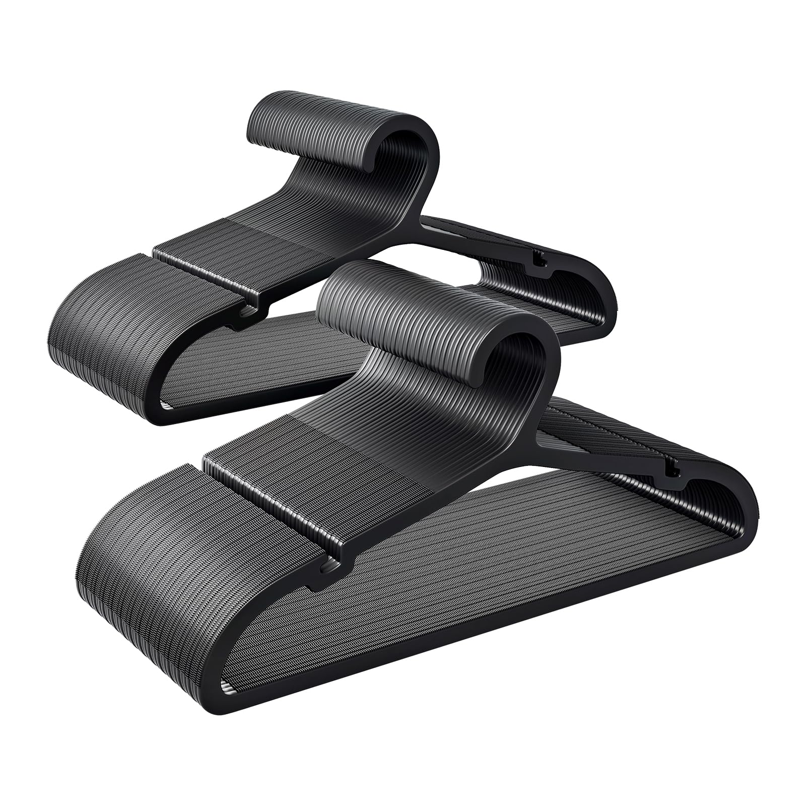 ABHENG APY0580B - Lot de 80 cintres en plastique antidérapants avec ouverture en forme de U - Pour manteaux, robes, chemises - 41,7 x 0,4 x 21 cm - Noir