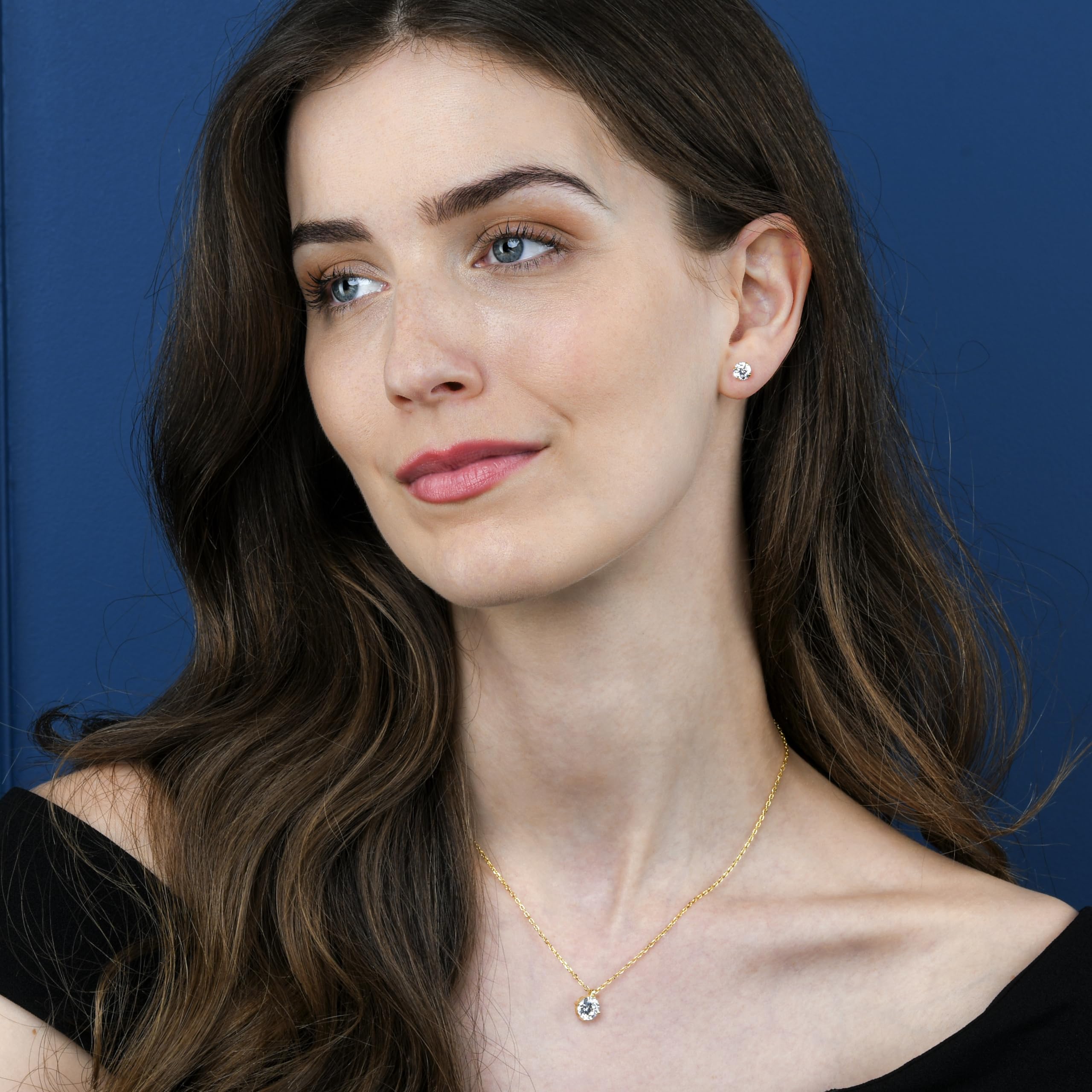 namana Collana con Ciondolo in Argento o Oro per Donna e Ragazza, Delicata Collana Donna in Argento Sterling 925 con Zirconi Rotondo Colorato o Bianco, Collana Argento 925 con Scatola Regalo