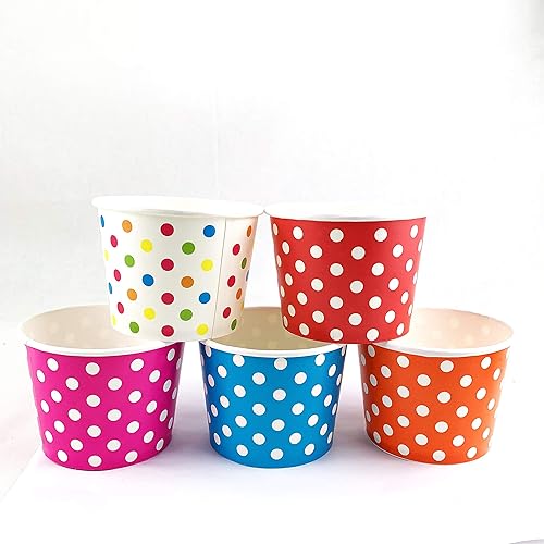 Miniatura 3 de Worlds Copas de papel para helado de papel con lunares, tazas de yogur de 12 onzas, mezcla de 50 unidades