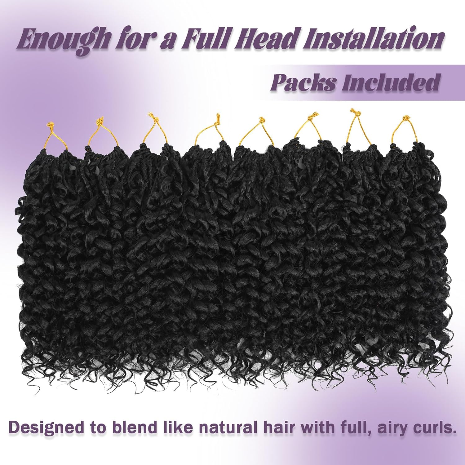 Prelooped Boho Gogo Curl Crochet Hair 10 Inch 8 packs Natural Black, Pure Protein Fiber Close to Human Hair, Curly Crochet Deep Wave Beach Curl Braids Hair Extensions for Black Women(10 Inch,1B#)