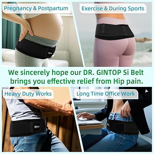 Miniatura 6 de Cinturón SI, cinturón sacroilíaco, soporte de cadera para mujeres y hombres, soporte ajustable para la parte inferior de la espalda, soporte para
