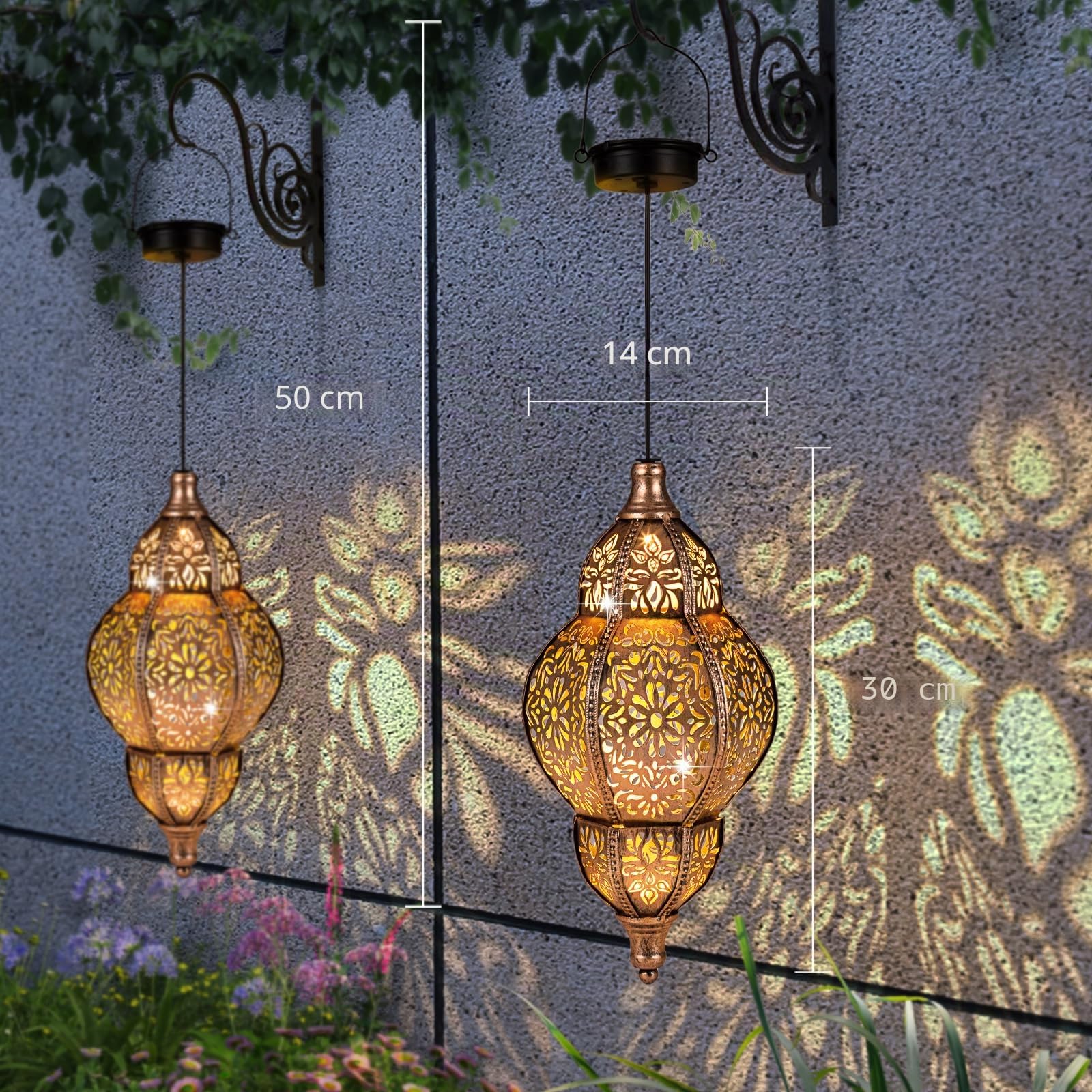 Farol solar colgante para decoración al aire libre, luces solares marroquíes para decoración de jardín exterior, linternas impermeables, regalos de jardín para mamá, mujeres, patio, adorno de patio