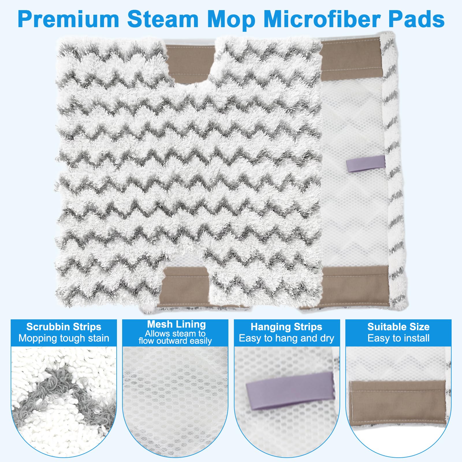 Zestaw 6 podkładek do mopa parowego P184WQ dla Shark Lift-Away Pro & Genius Steam Pocket Mop System S3973 S3973D S3973WM S5001 S5002Q S5003A S5003D S5004 S5004W S6001W S6001W 001WM S6002 S6002C S6003D