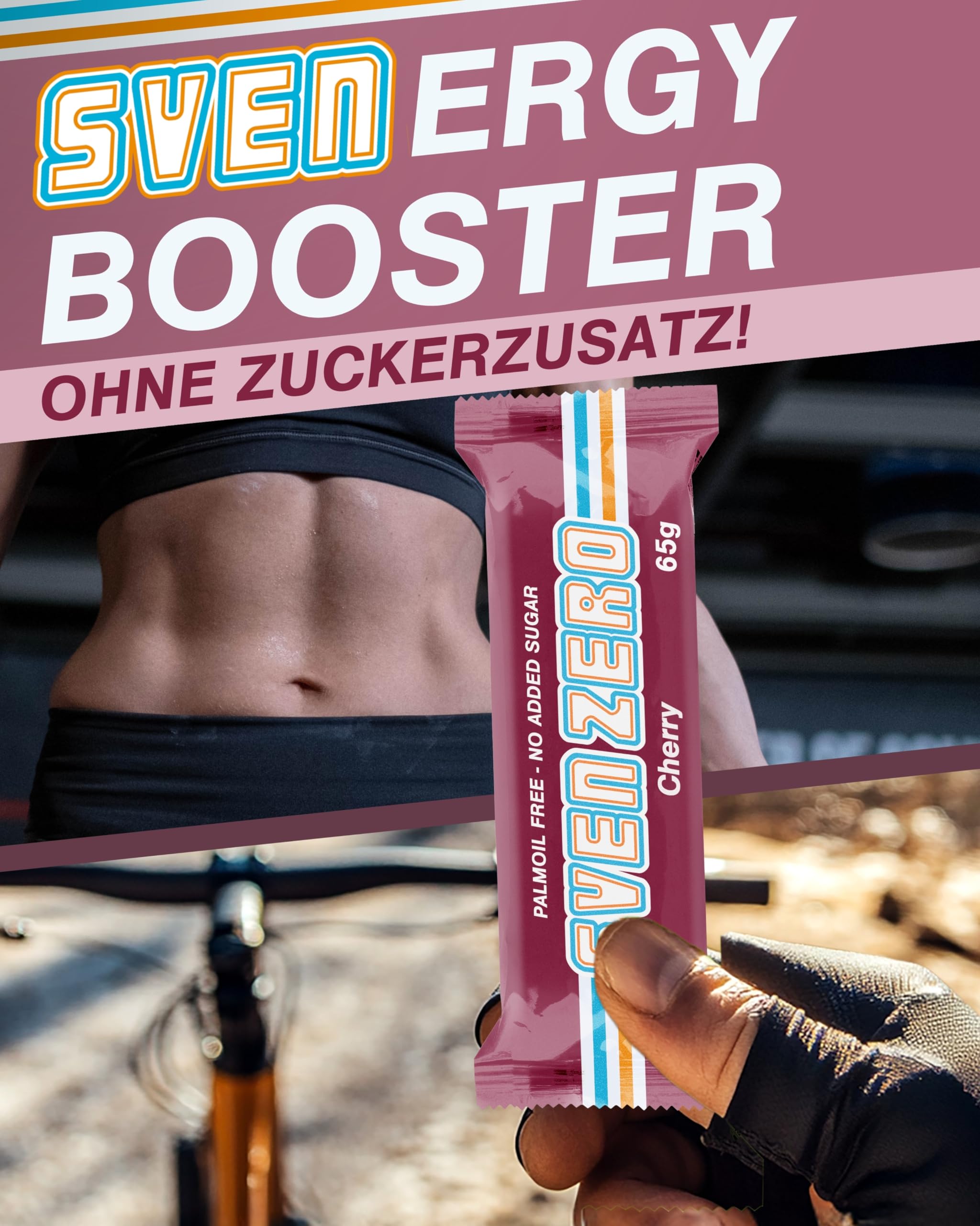 Sven Jack (Energy Cake) Haferriegel Zero Cherry 20x 65g | Haferflocken Riegel mit Kirsche I Energieriegel ohne Zucker & Palmöl I Vegane Haferriegel I No added sugar I Kalorien Riegel I Müsliriegel