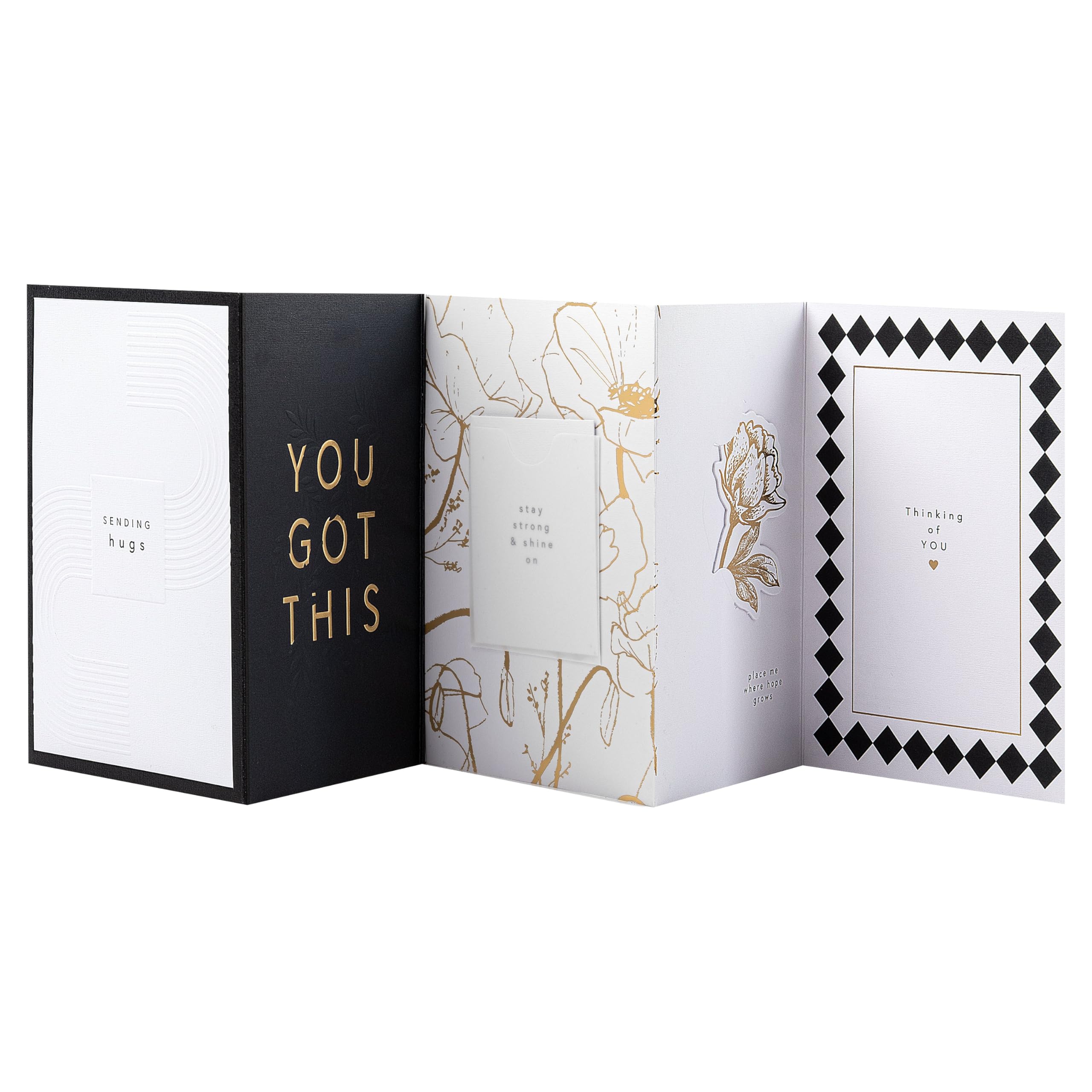 Hallmark Hall & Co Thinking of You Card with Mini Card, Keepsake & Print, Support, Encouragement, Embossed Design, White