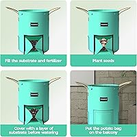 Vista 6 de Paquete de 4 bolsas de cultivo de patatas de 10 galones, bolsa de jardín de polietileno con ventanas de pantalla transpirables y asas reforzadas