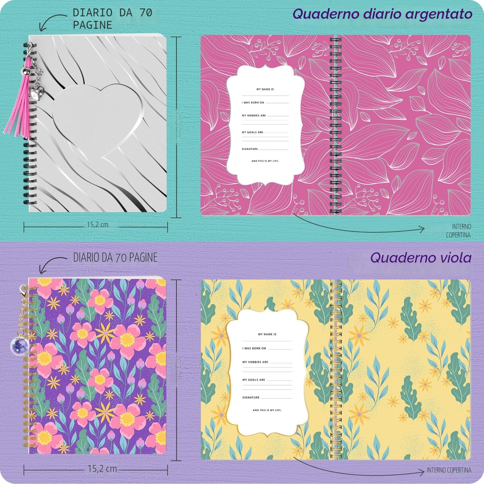 LAOESE Kit diario fai-da-te 2 pezzi - Regali per ragazze 8-14 anni - Idee regalo compleanno - Arti e mestieri bambini