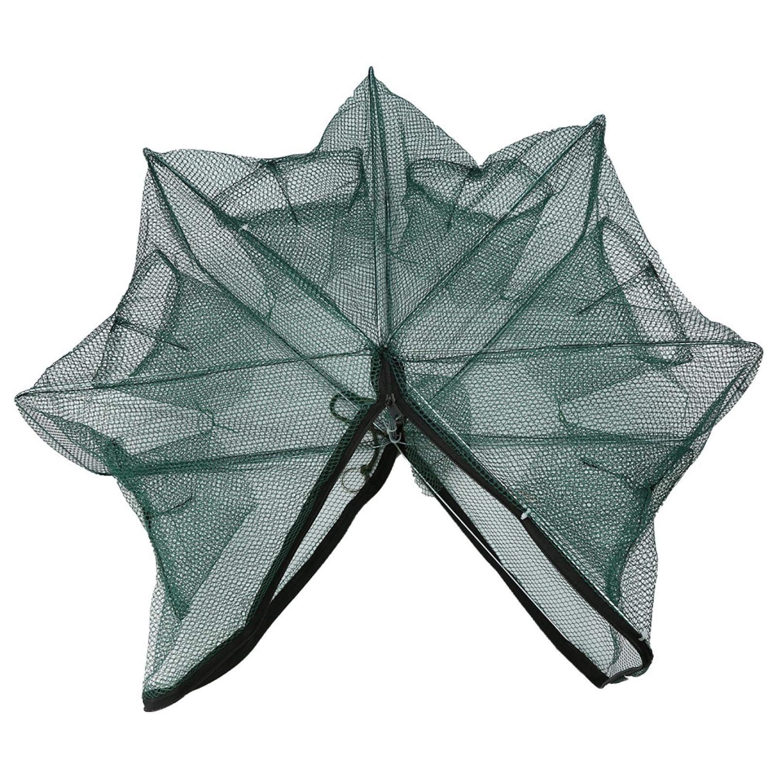 QWORK® Opvouwbare Visnet Val Nylon Krab Net Garnalen Net Perfect voor Krab Rivierkreeft Paling Garnalen 6 Gaten