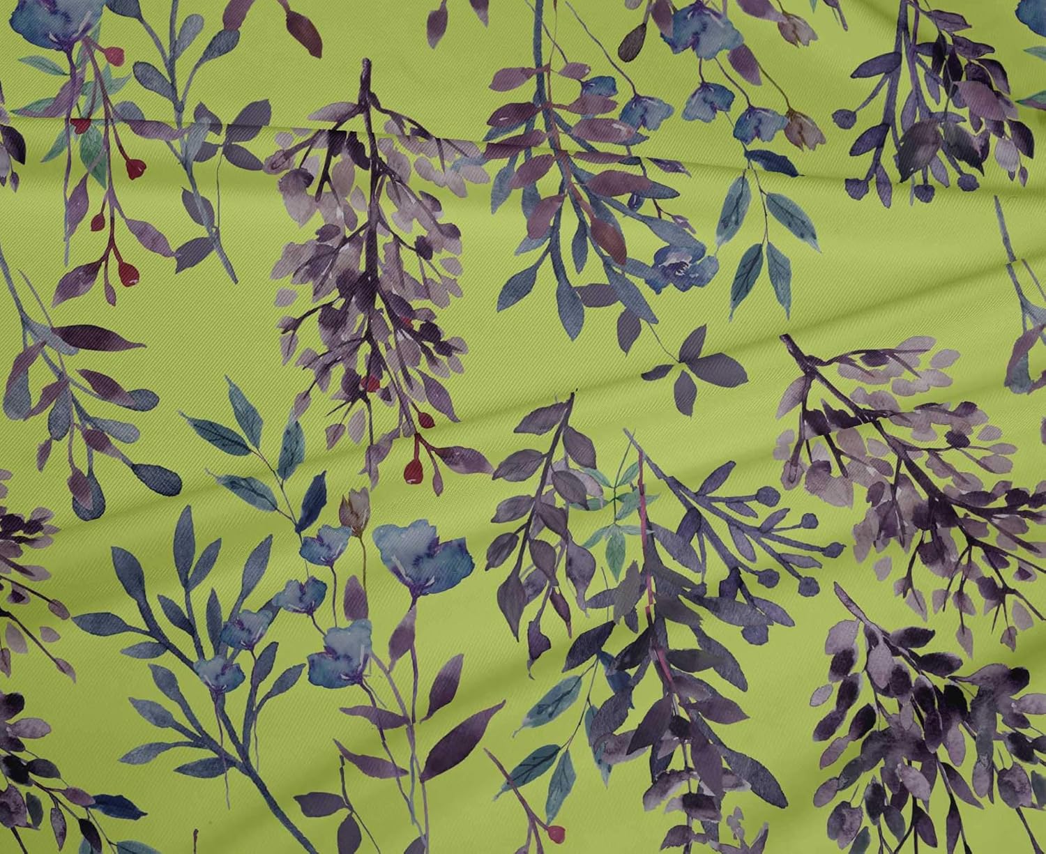 oneOone Polyester Spandex Lime Fabric Leaves & Floral Texture Quilting Supplies Print Sewing Fabric by The Yard 56 Inch Wide