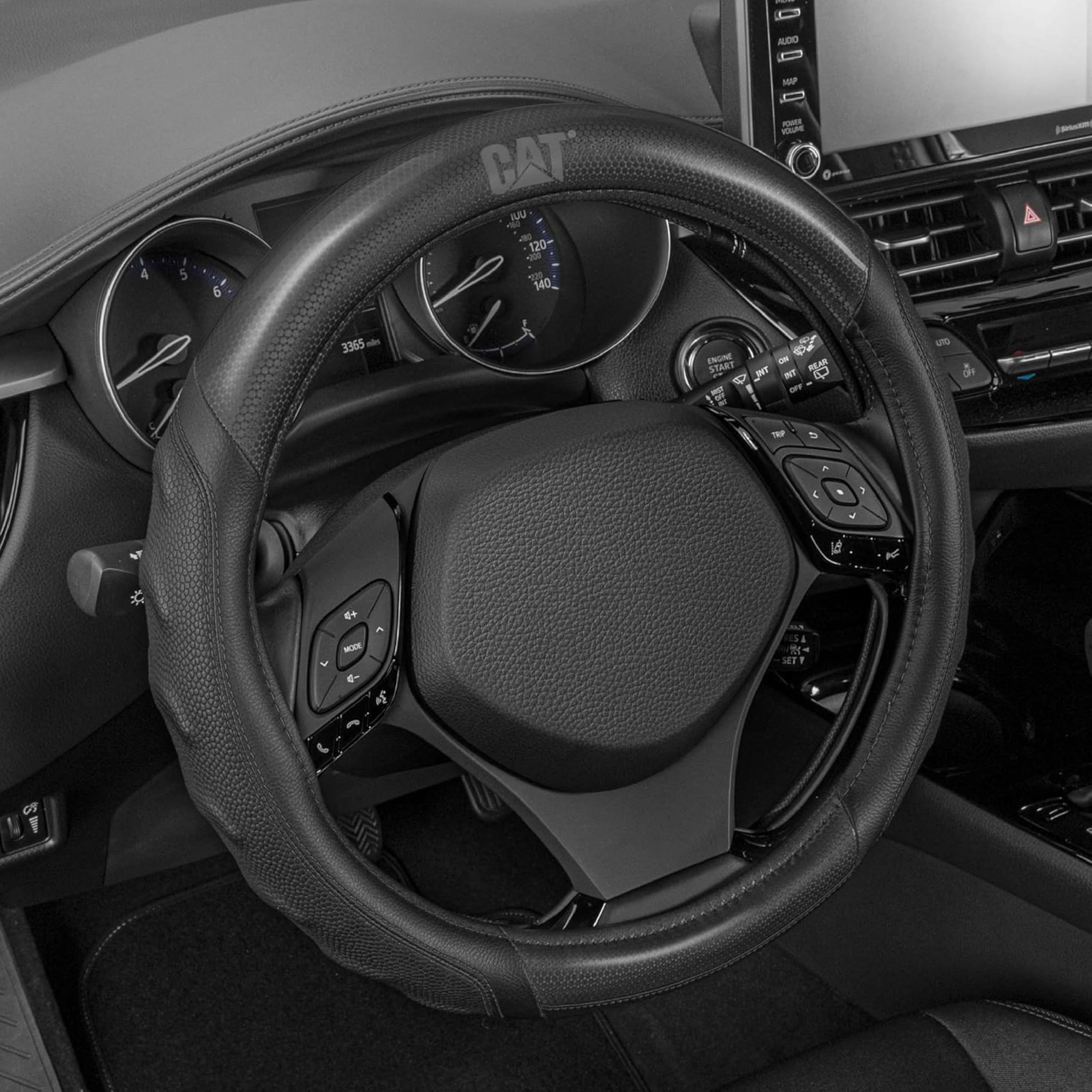 BDK Leather Steering Wheel Cover - Beige & Black, Universal Fit For Car, Truck, SUV, Van
