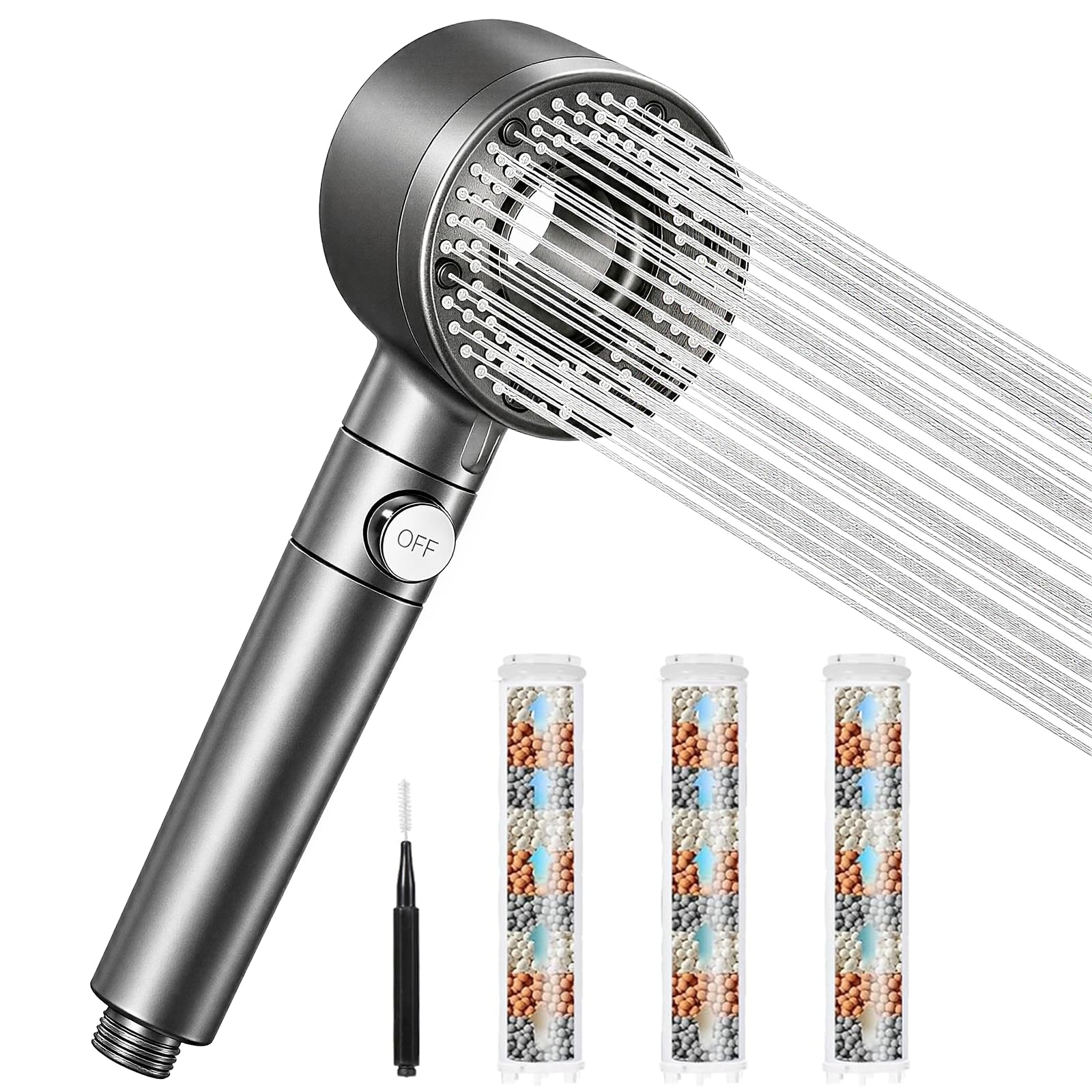 Blendura Shower Head with 3 Filter, High Pressure Shower Heads with 5 Modes for