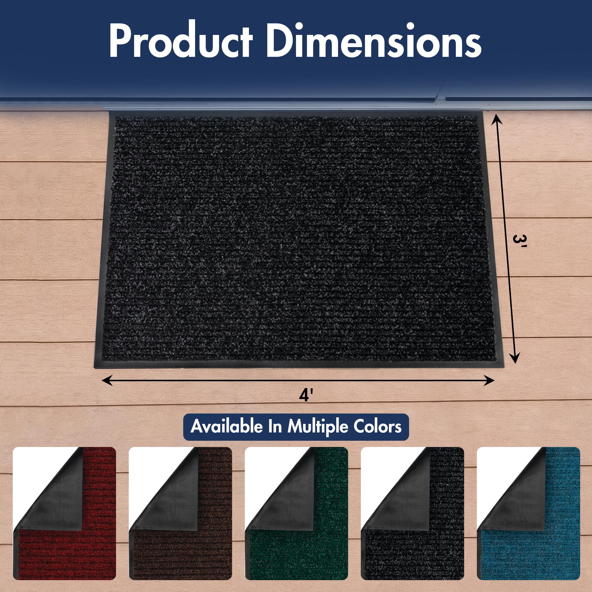 Notrax 109 Industrial Door Mat, 3' x 4' Charcoal, Made in the USA — Amazon image 2